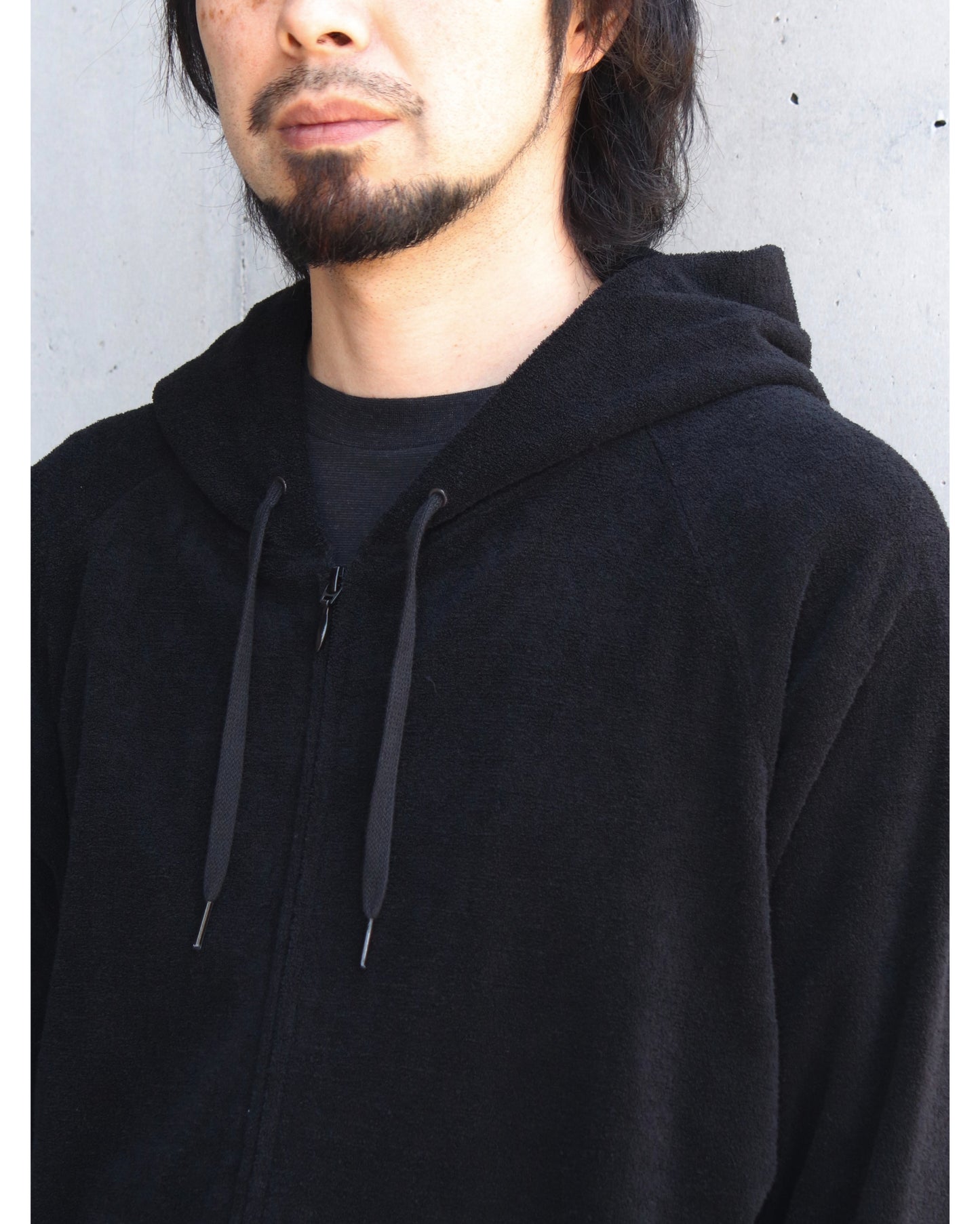 パイル ジップパーカ BLACK