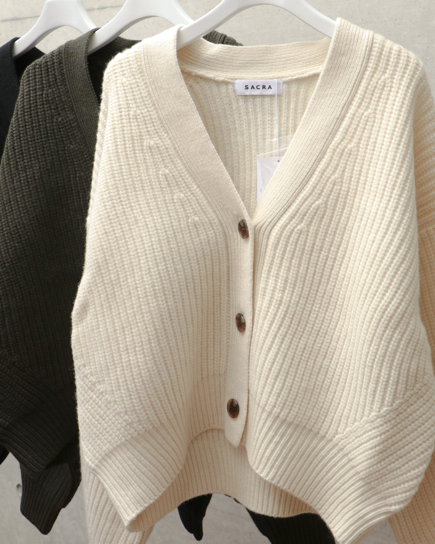 BOILED LAMBWOOL FURROW CARDIGAN