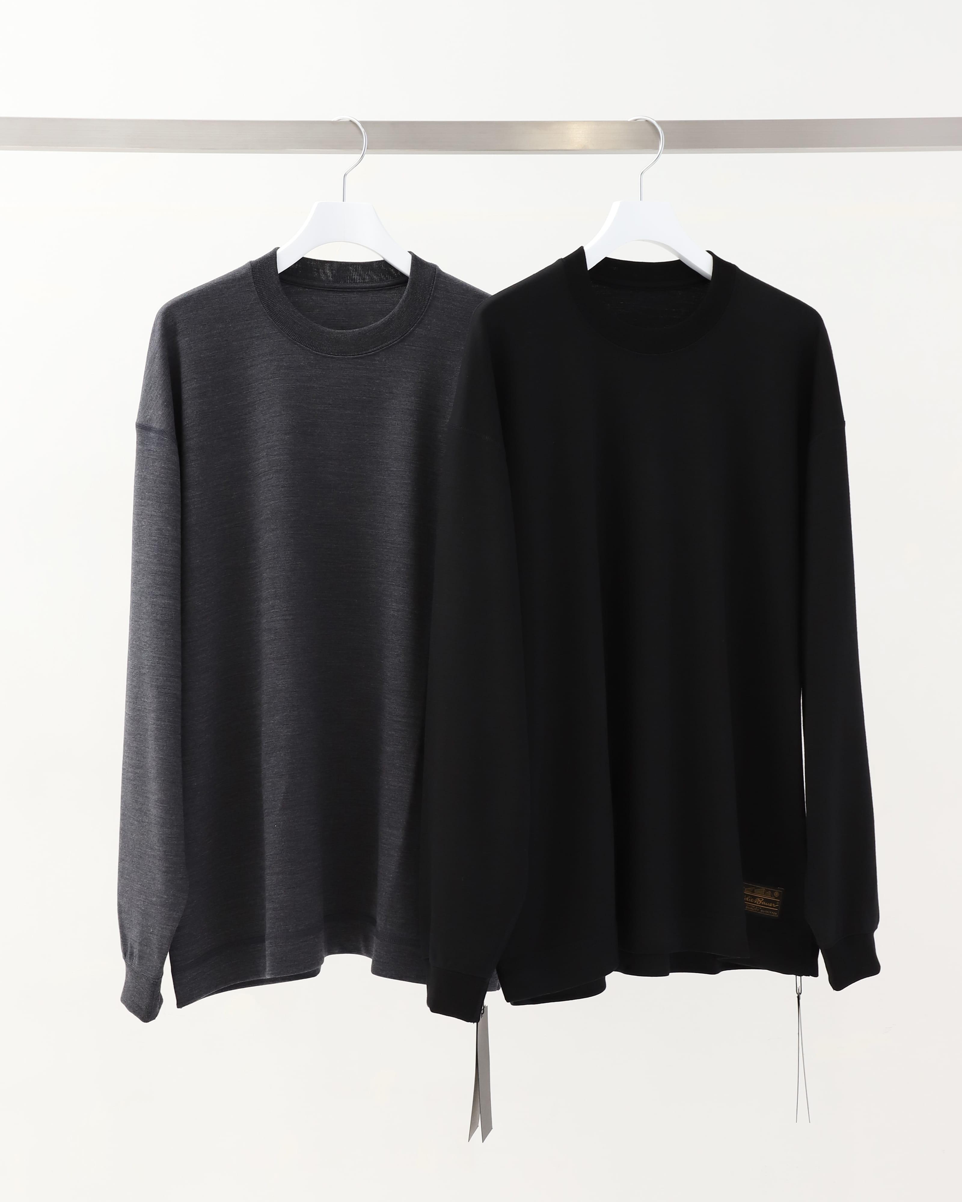 時間指定不可 即完売　Eddie Bauer Crew Black Sleeve Tag Collection メリノクルーネック トップス