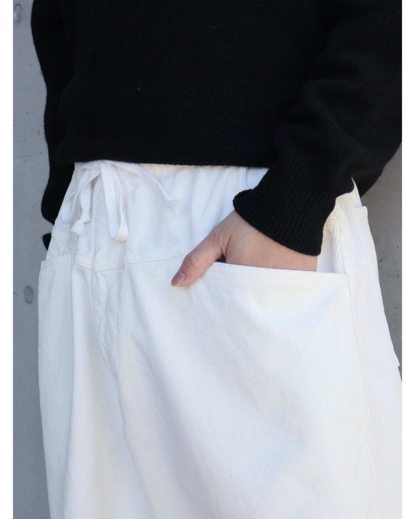 コーデュロイ ドローストリングパンツ WHITE