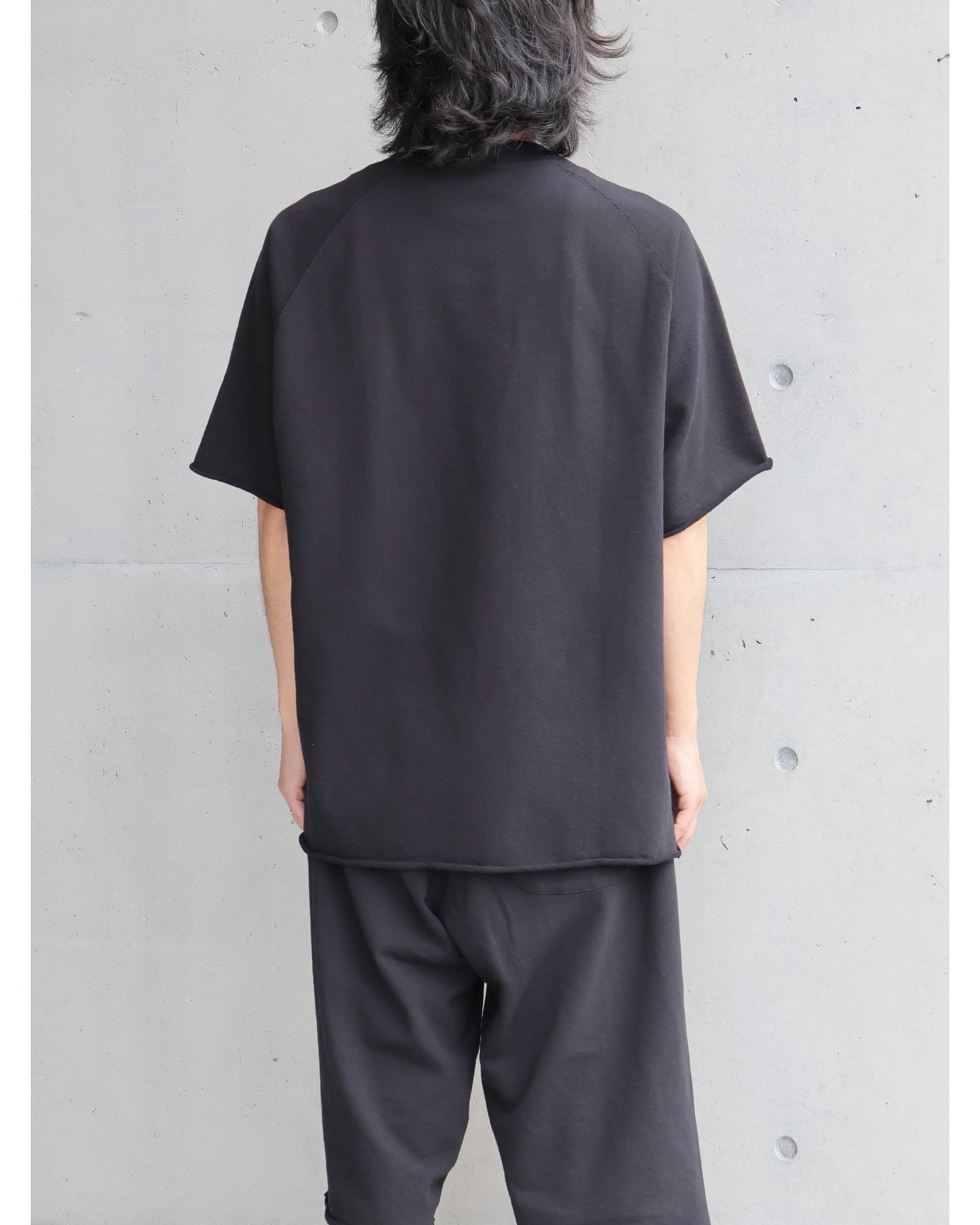 LWコットン裏毛 半袖クルー BLACK