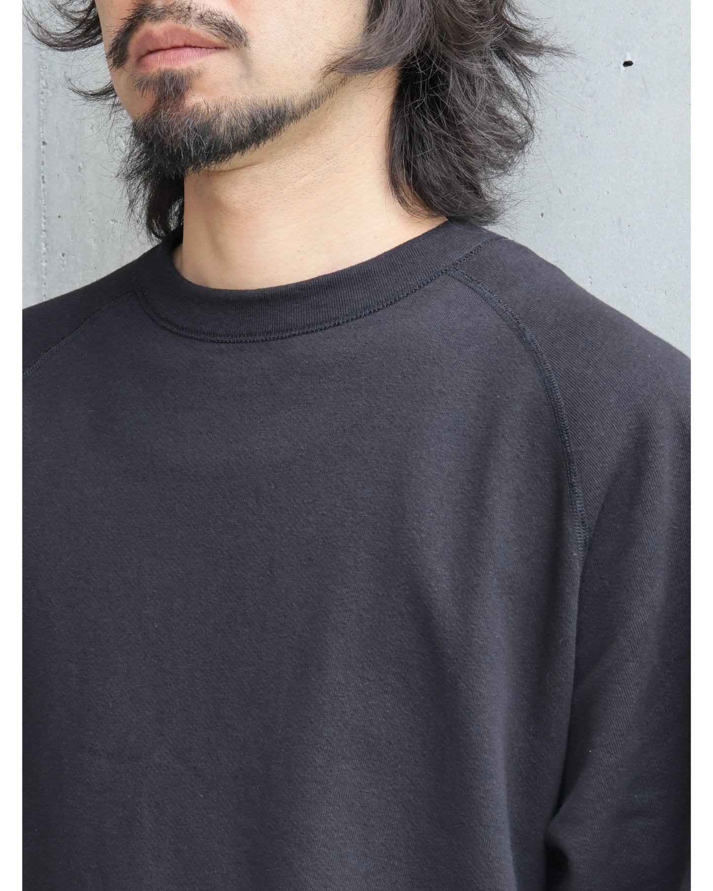 LWコットン裏毛 半袖クルー BLACK