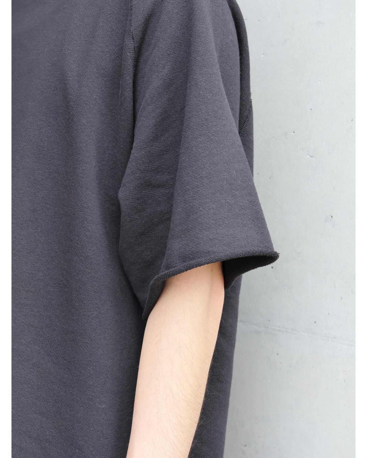 LWコットン裏毛 半袖クルー BLACK