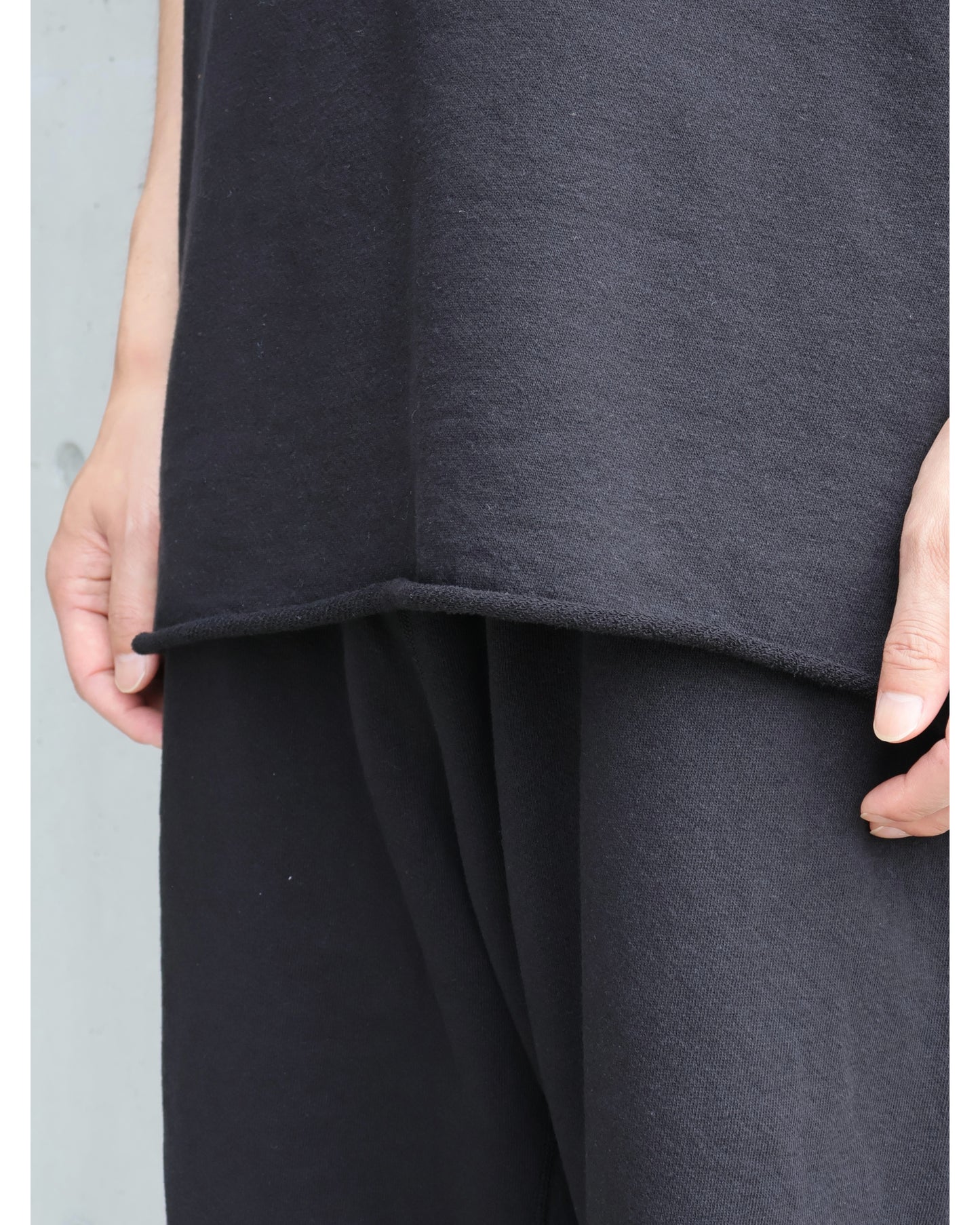 LWコットン裏毛 半袖クルー BLACK