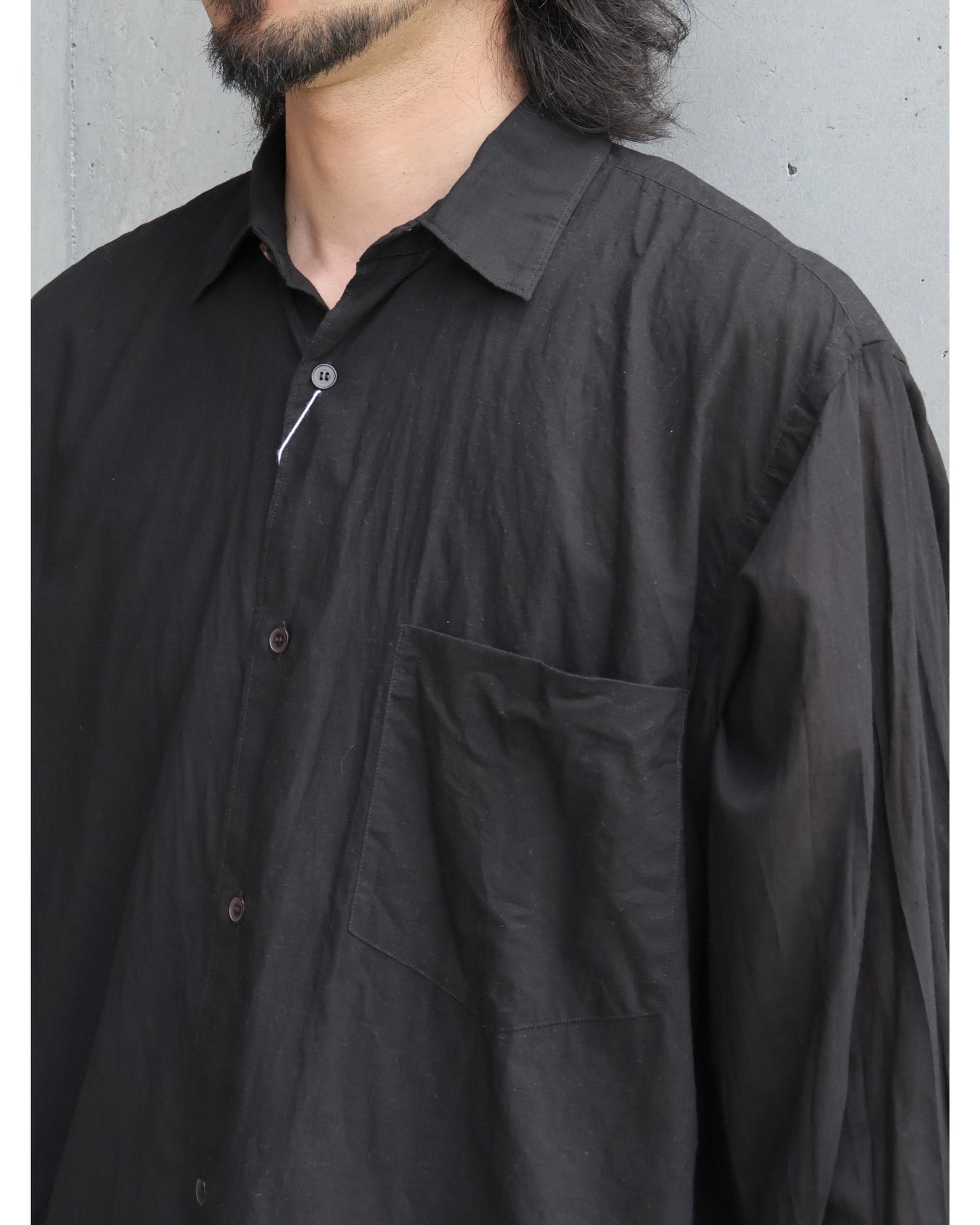 KHADIコットン コモリシャツ BLACK
