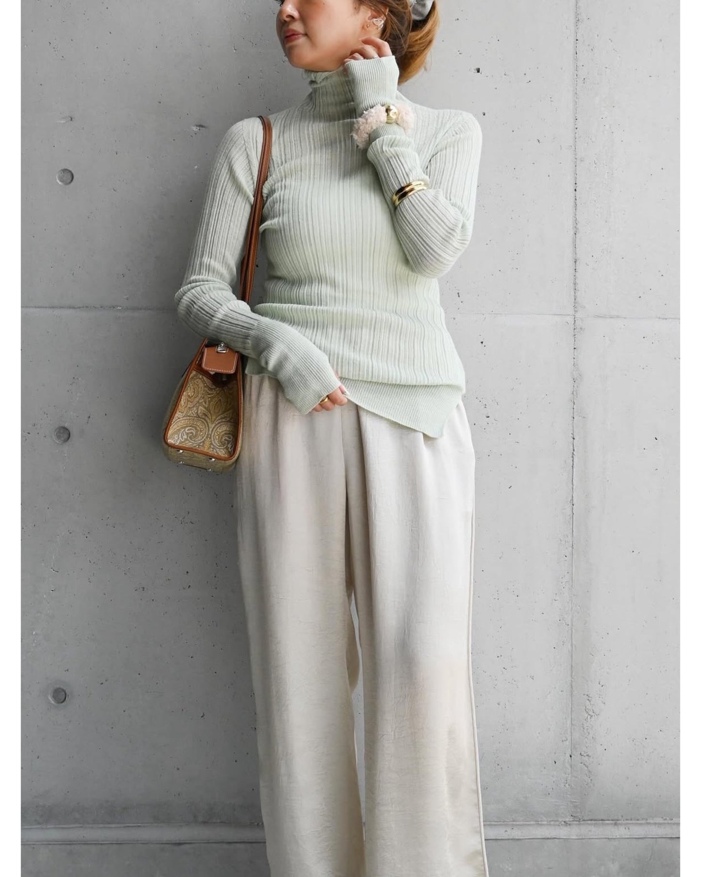 royal baby alpaca random ribbed-knit high-neck P/O