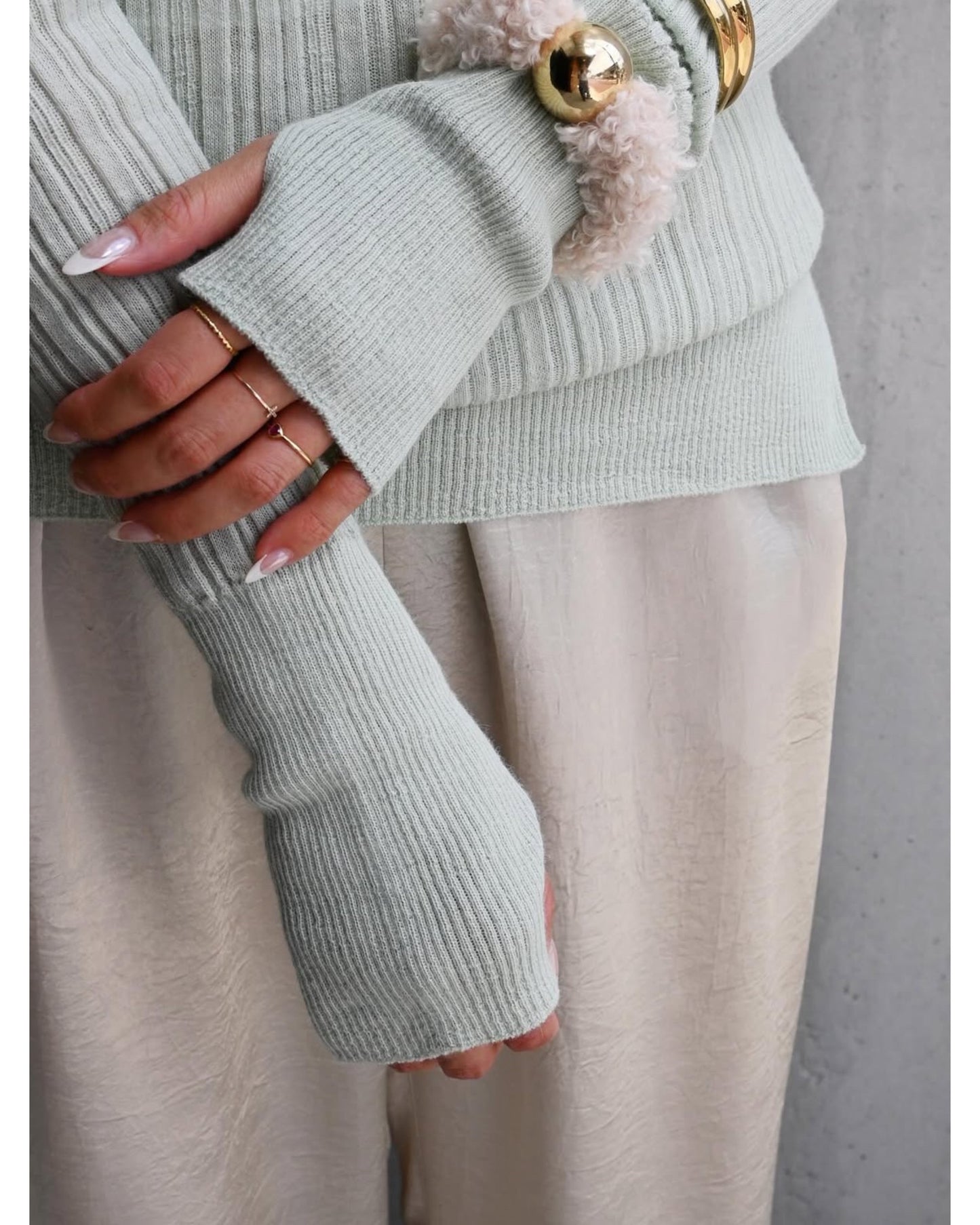 royal baby alpaca random ribbed-knit high-neck P/O
