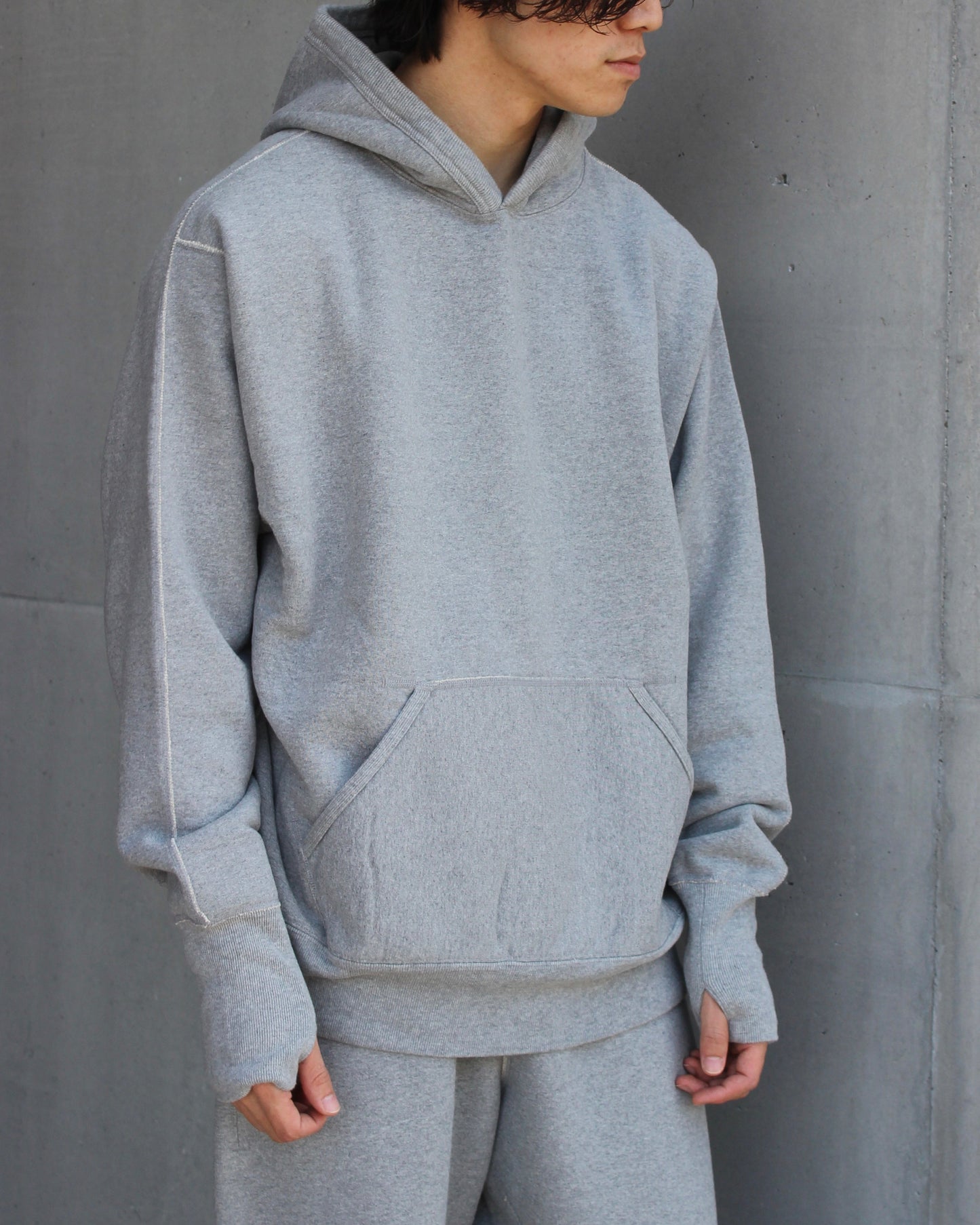 Unlikely Split Raglan Sleeve Hoodie TOP GRAY