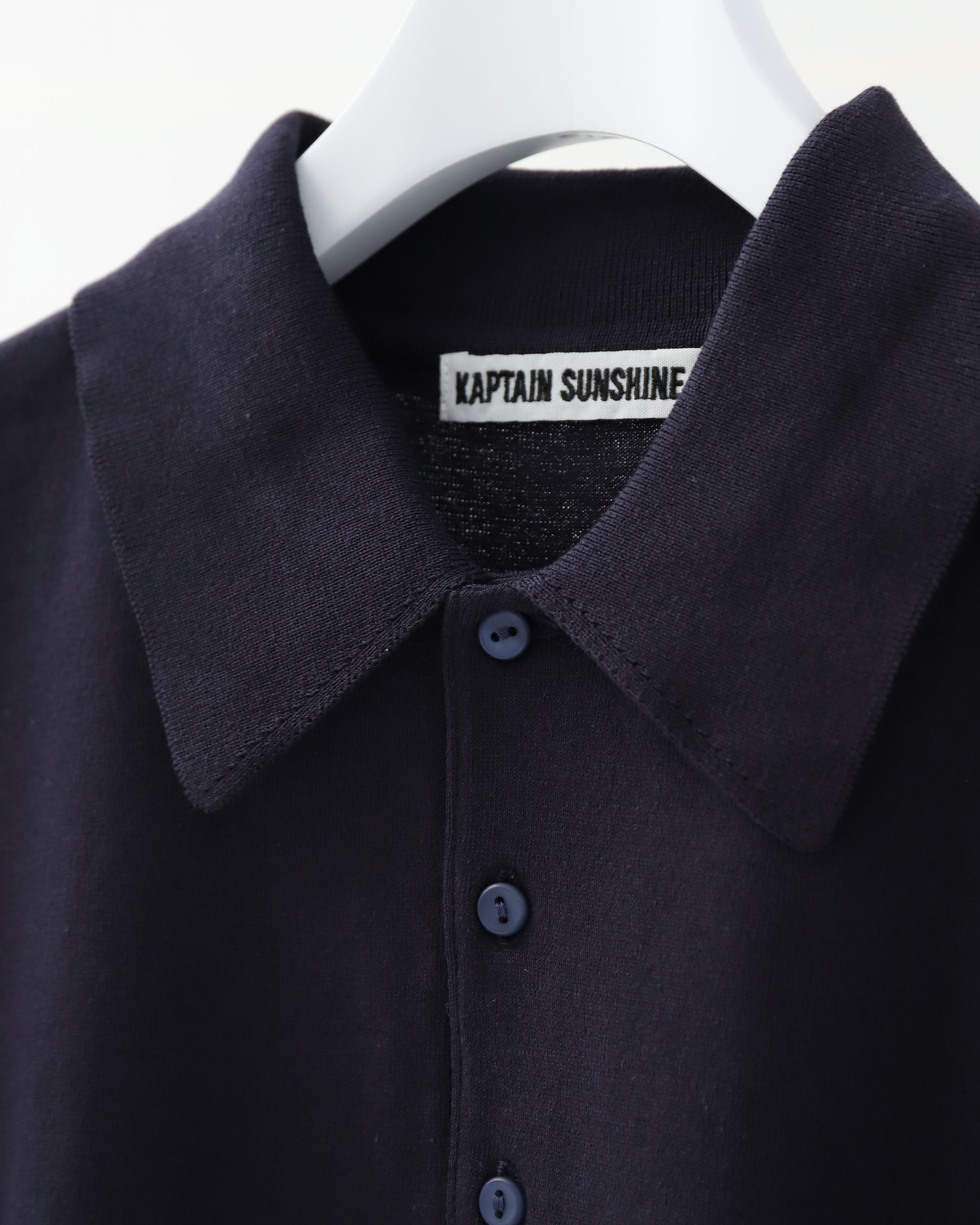 Cotton Knit Polo Shirt NAVY – TIME AFTER TIME