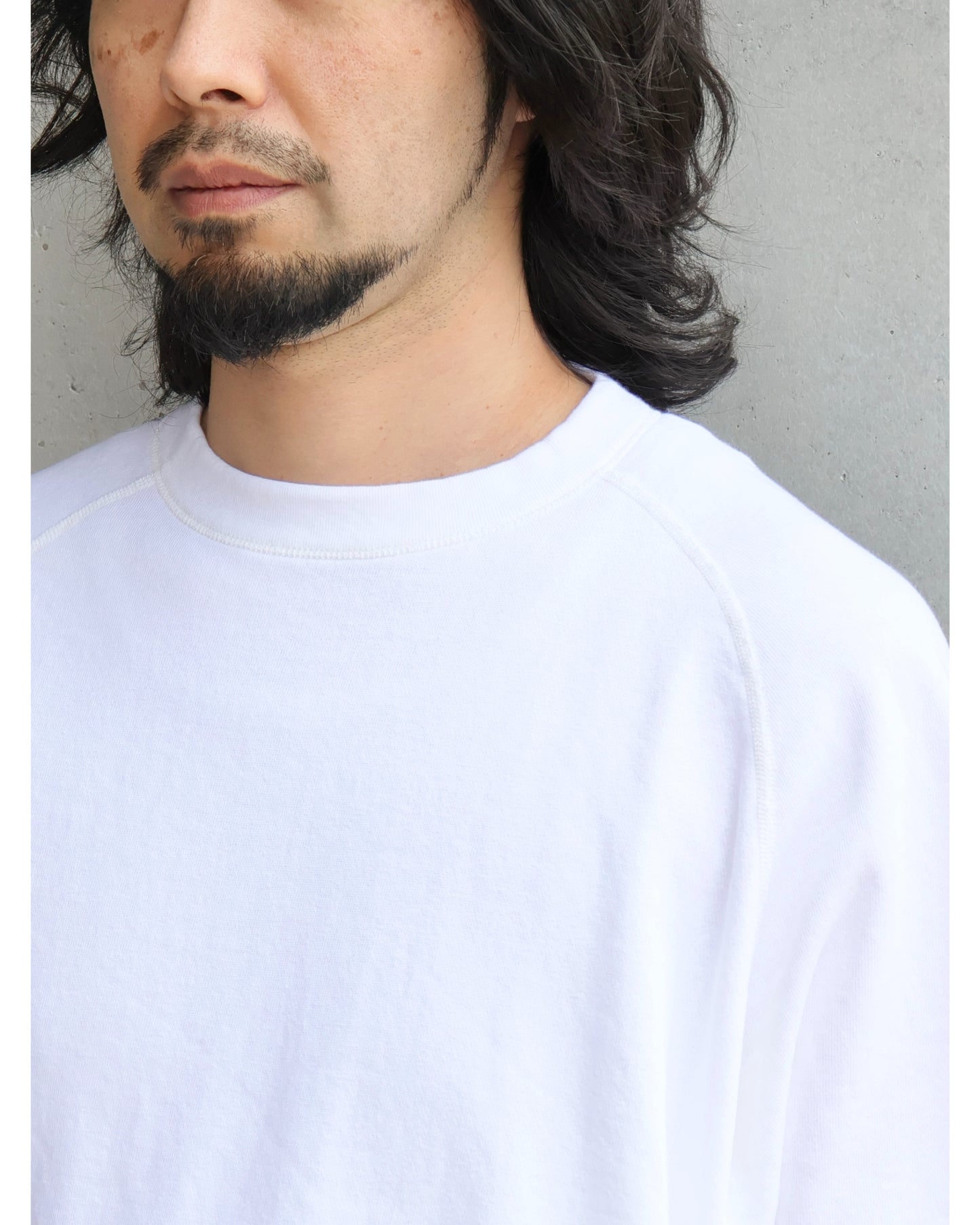 LWコットン裏毛 半袖クルー WHITE