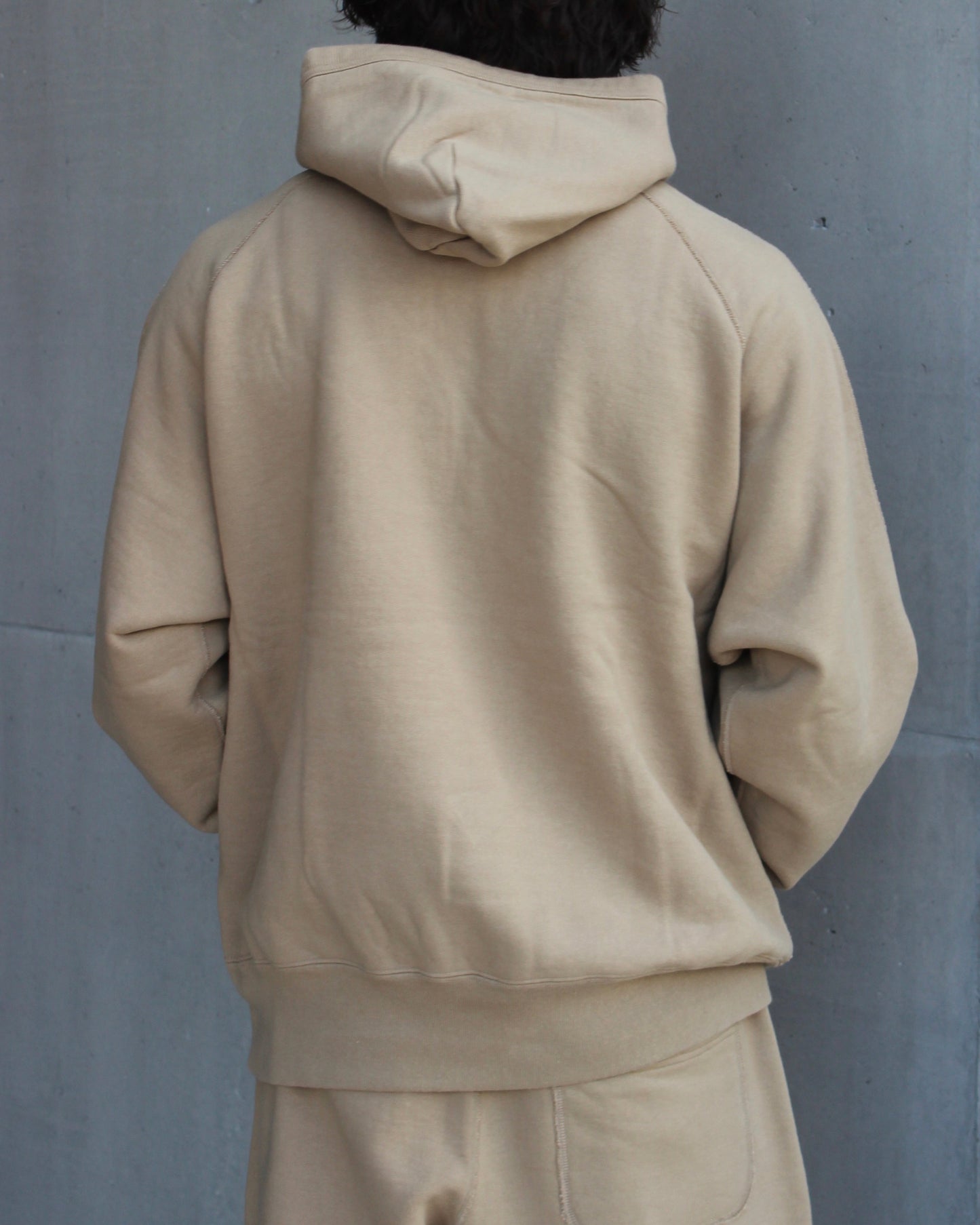 Unlikely Split Raglan Sleeve Hoodie BEIGE