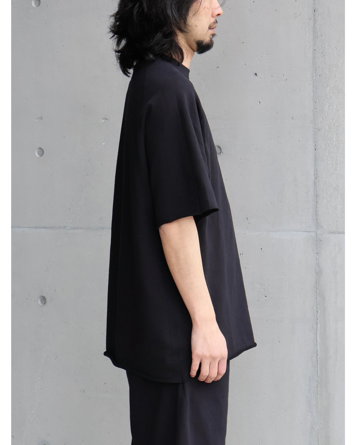 LWコットン裏毛 半袖クルー BLACK