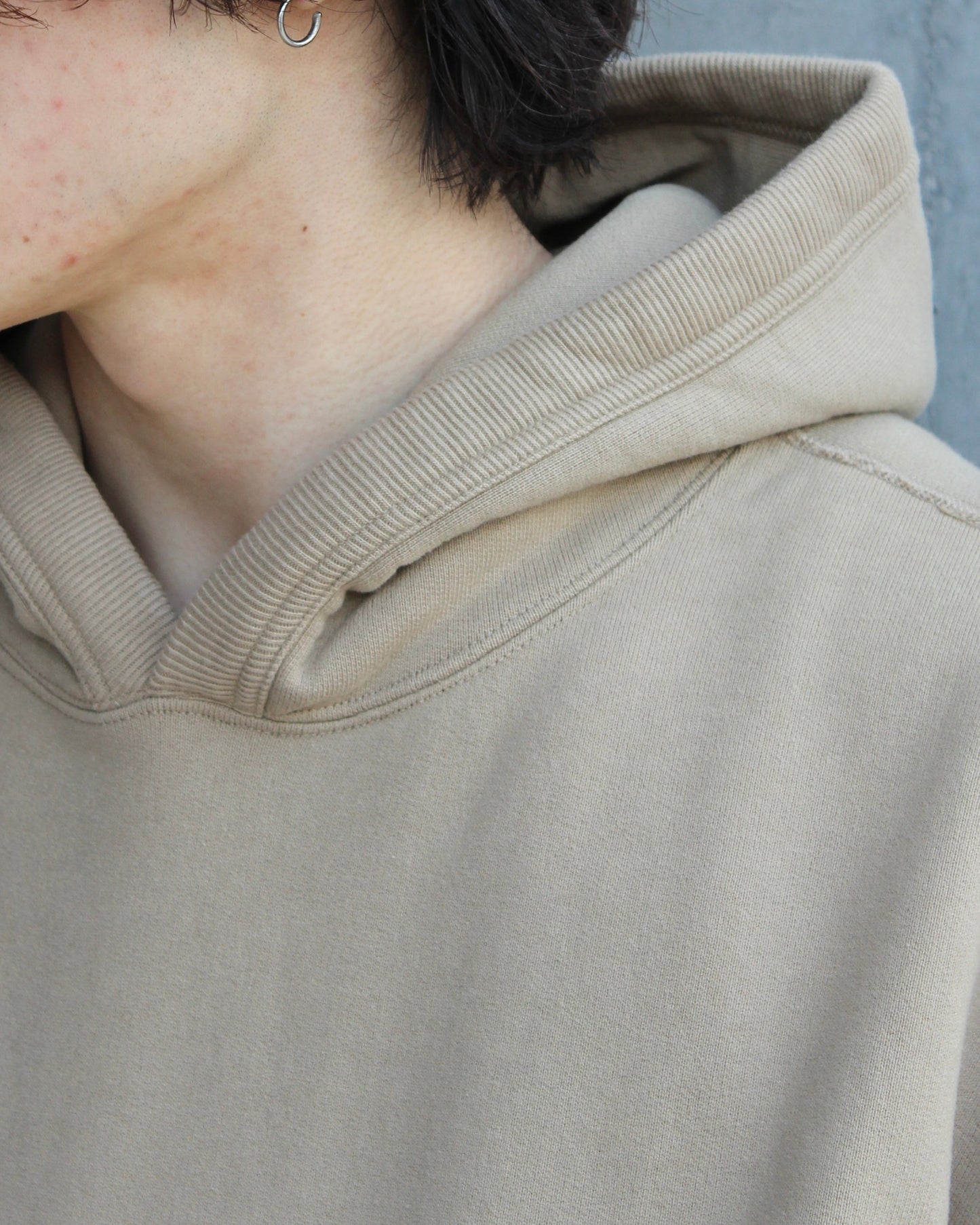 Unlikely Split Raglan Sleeve Hoodie BEIGE