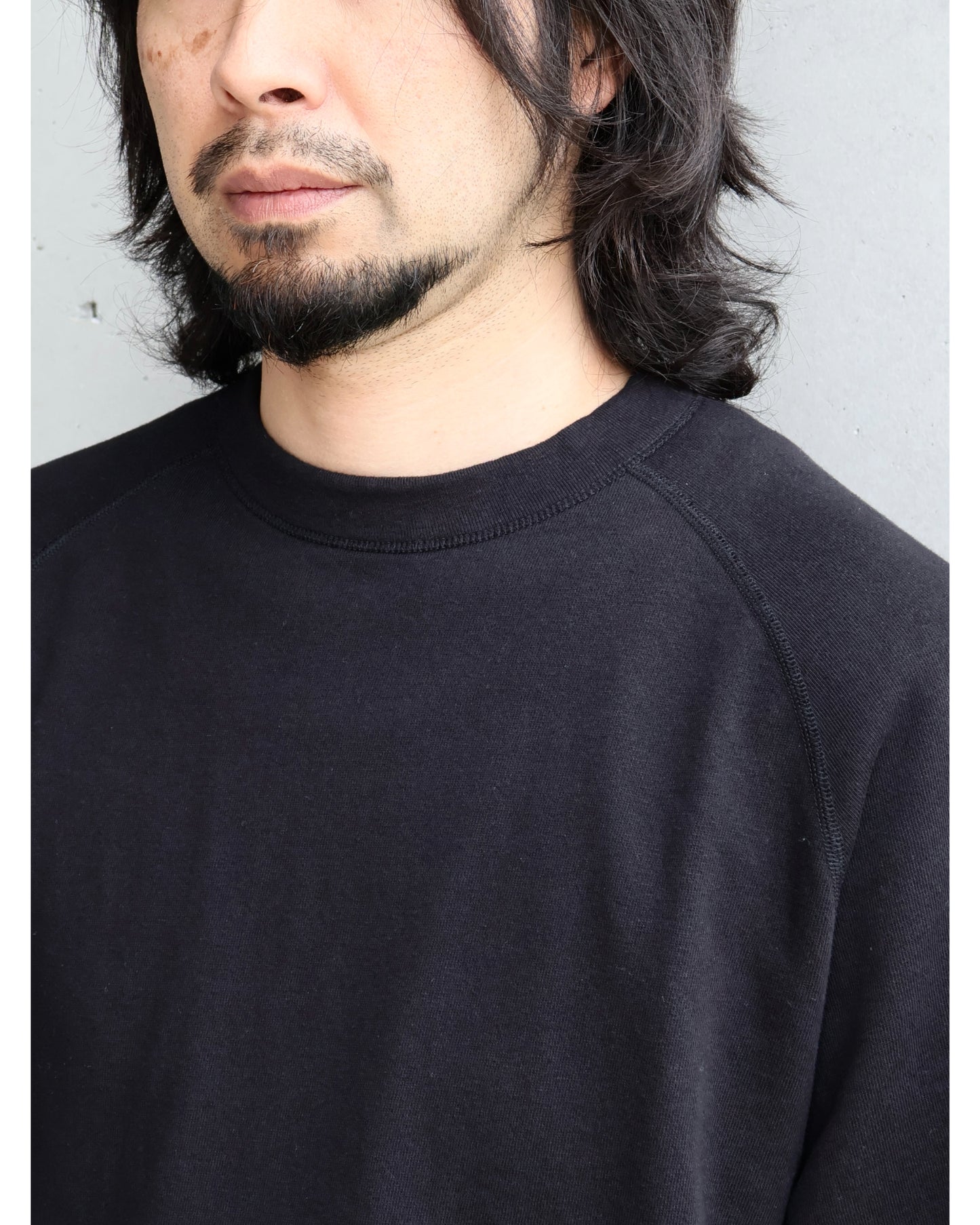LWコットン裏毛 半袖クルー BLACK