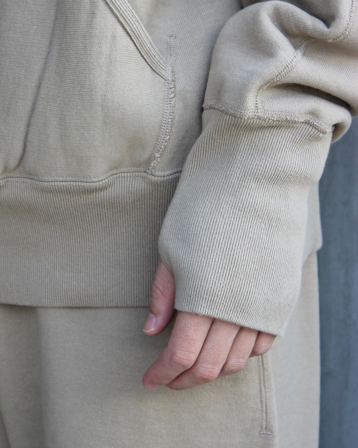 Unlikely Split Raglan Sleeve Hoodie BEIGE