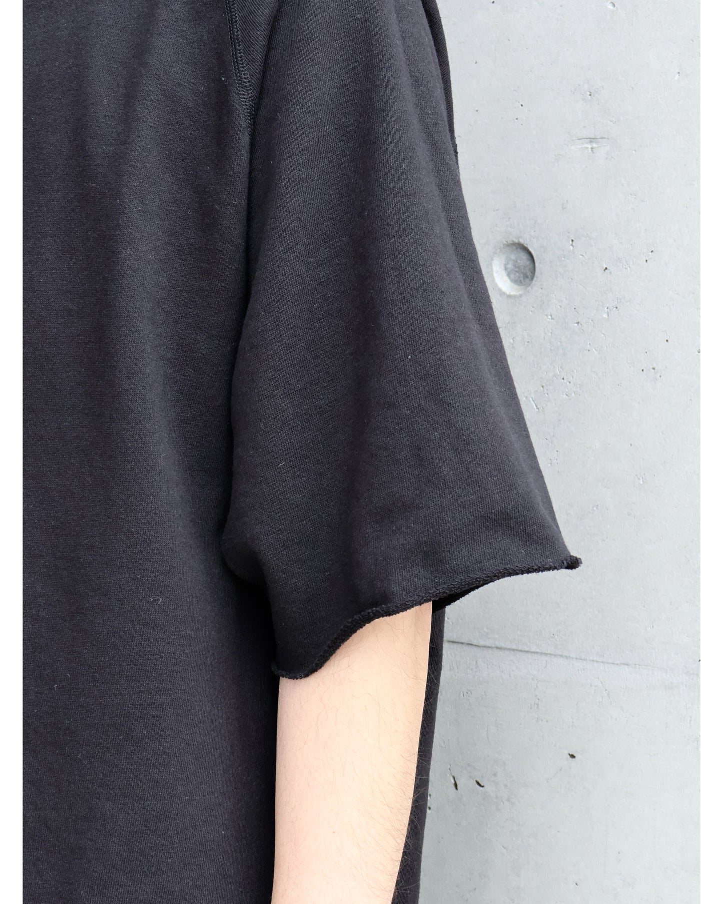 LWコットン裏毛 半袖クルー BLACK