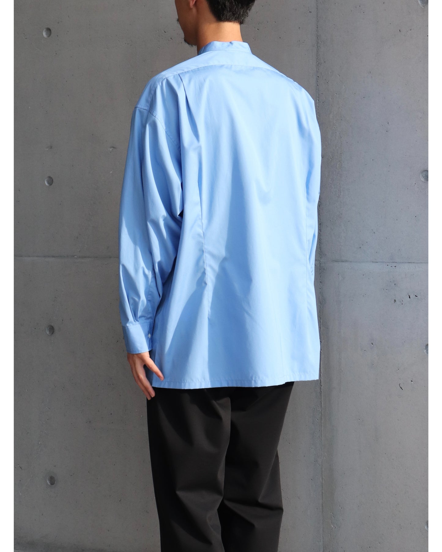 High Count Band Collar Shirt BLUE