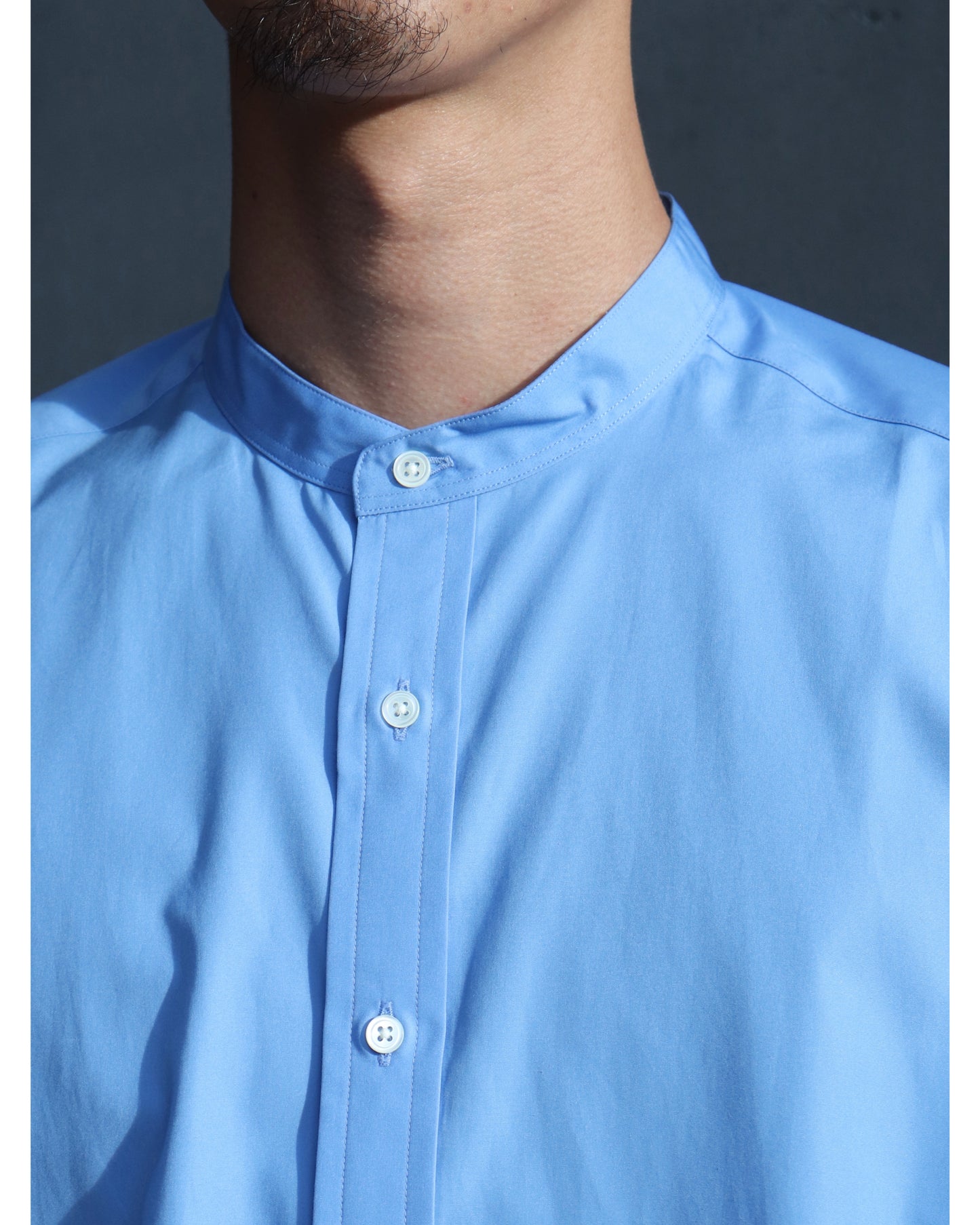 High Count Band Collar Shirt BLUE