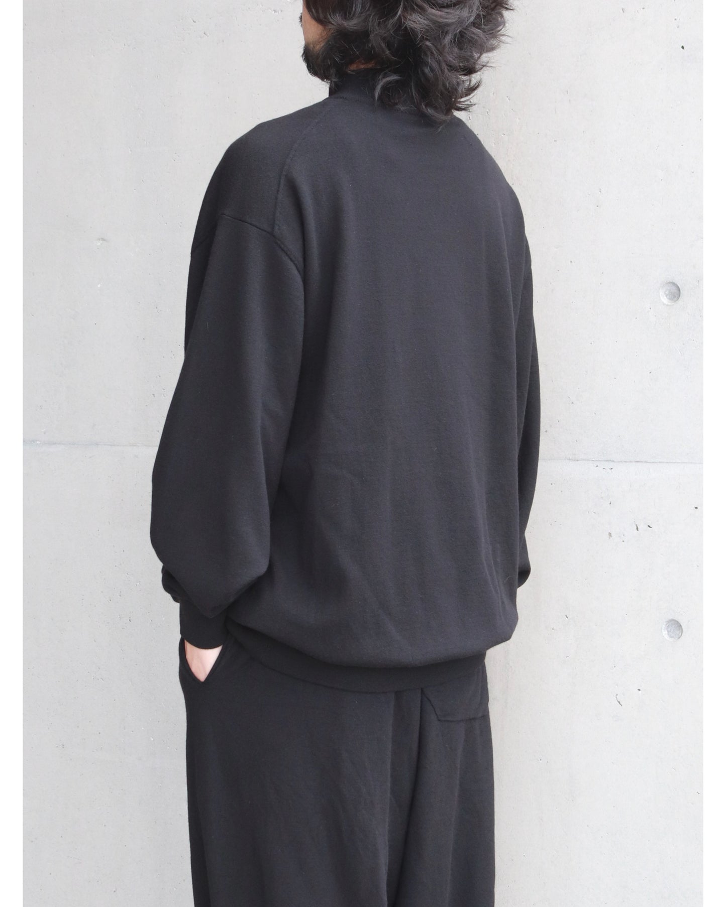 ウール モックネックニット BLACK