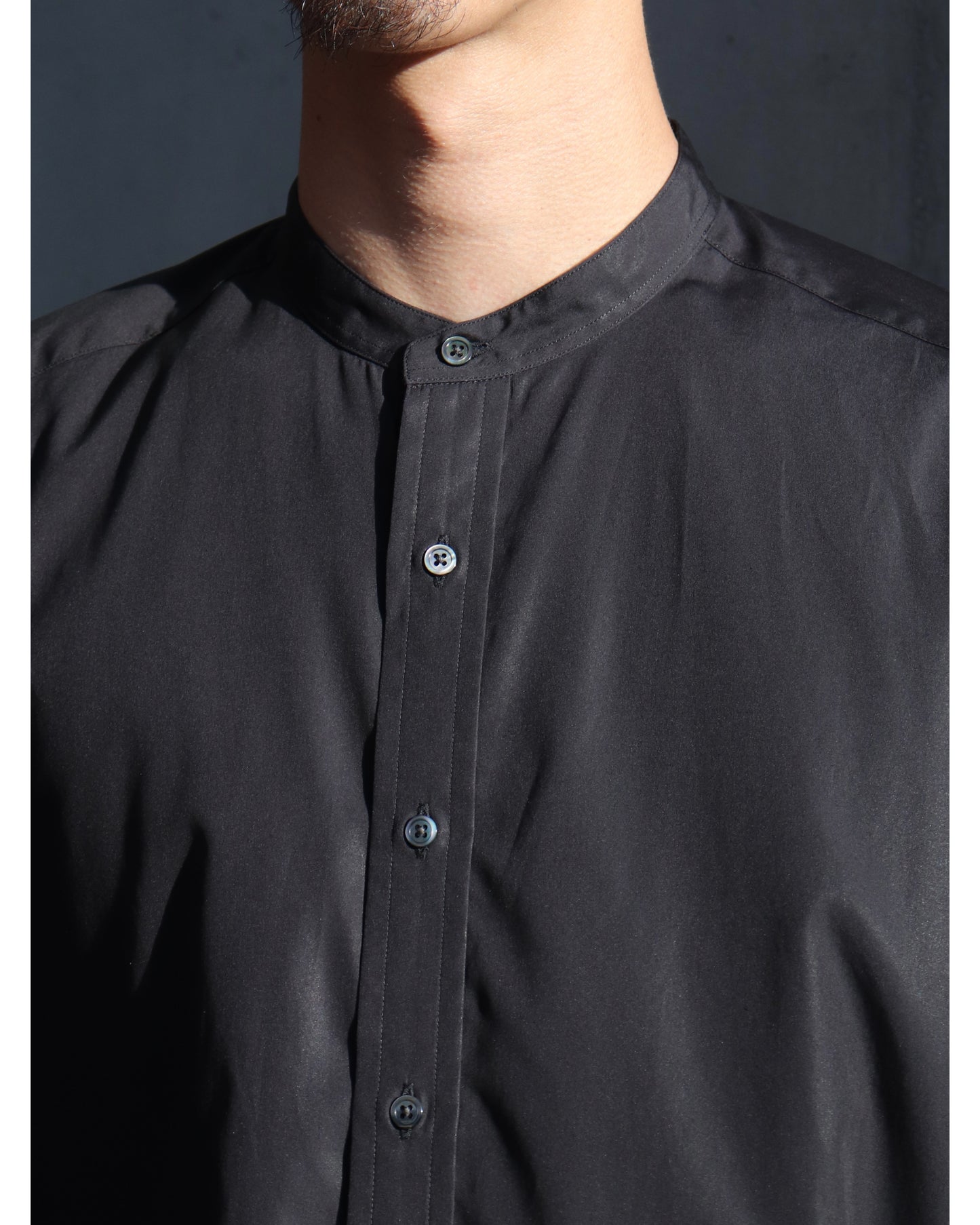 High Count Band Collar Shirt BLACK