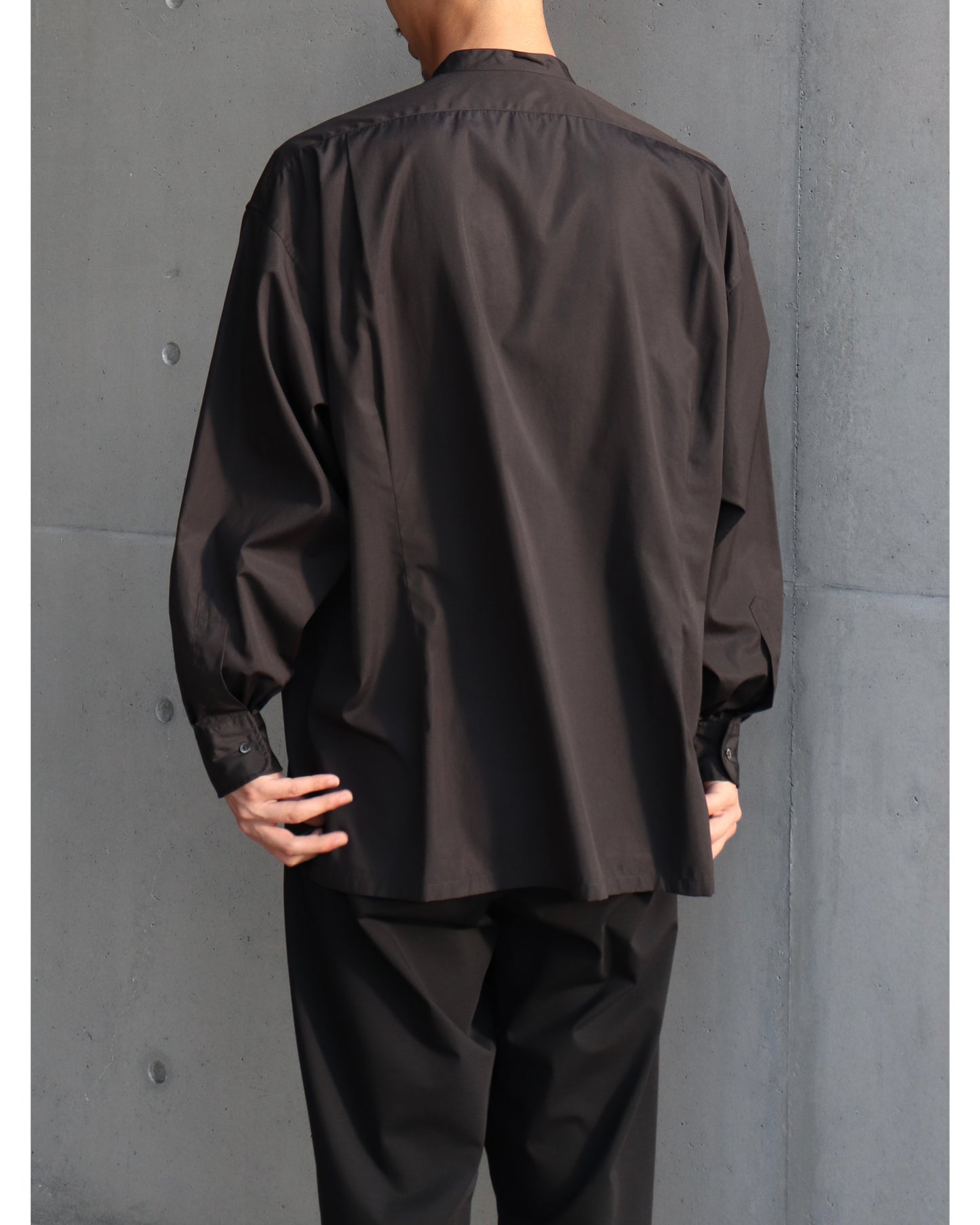 High Count Band Collar Shirt BLACK