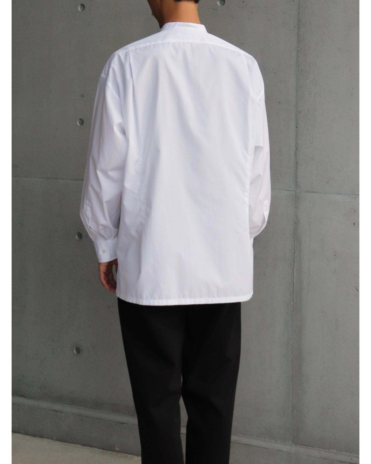 High Count Band Collar Shirt WHITE