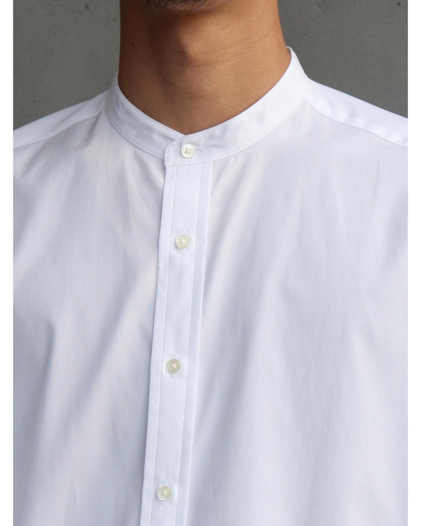 High Count Band Collar Shirt WHITE