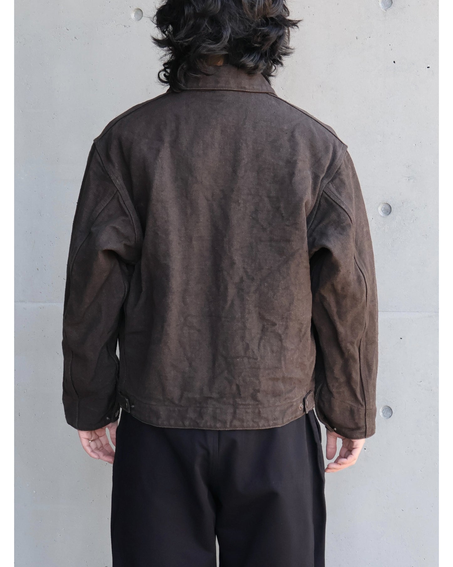 ヘンプダック ジップショートジャケット BROWN