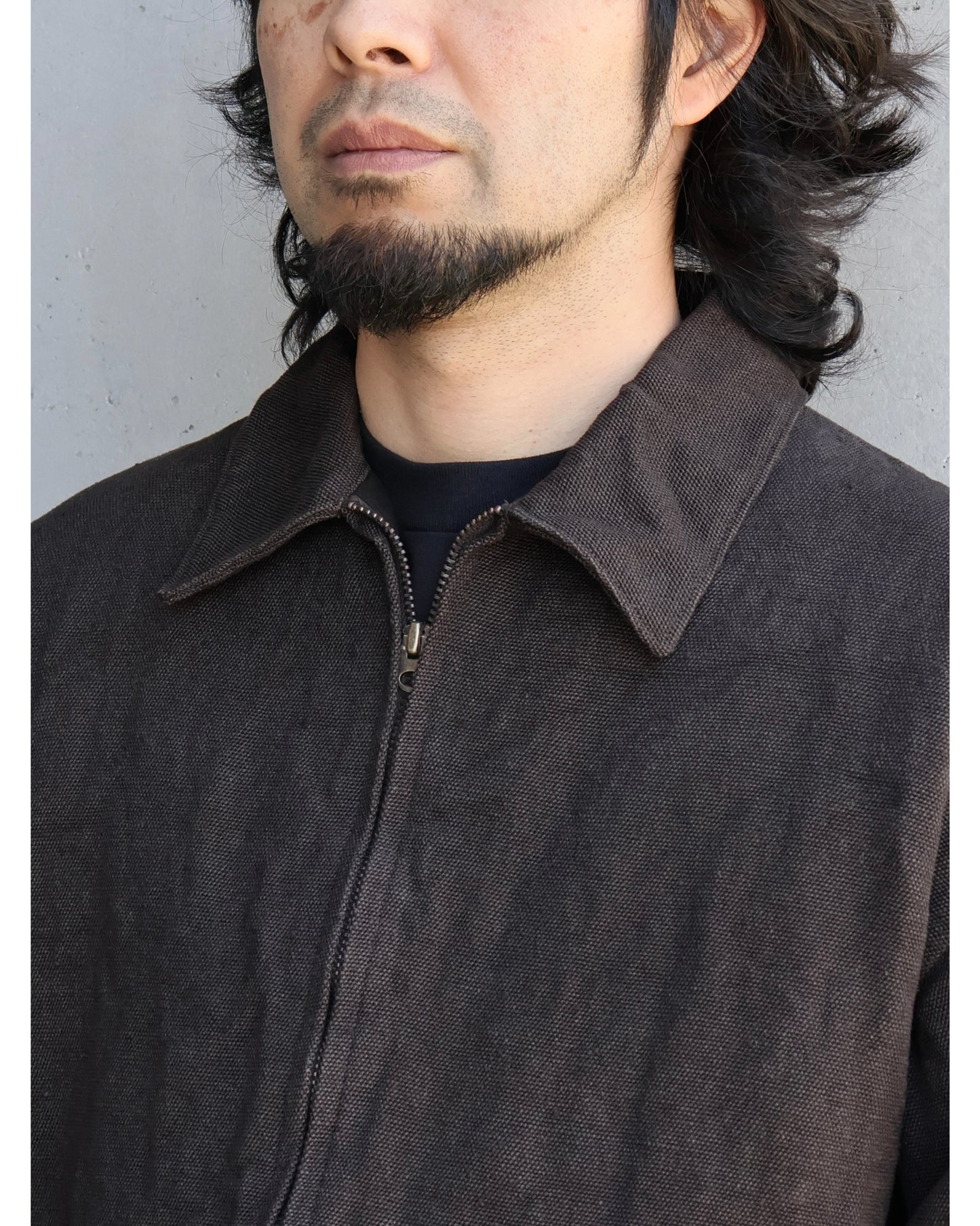 ヘンプダック ジップショートジャケット BROWN