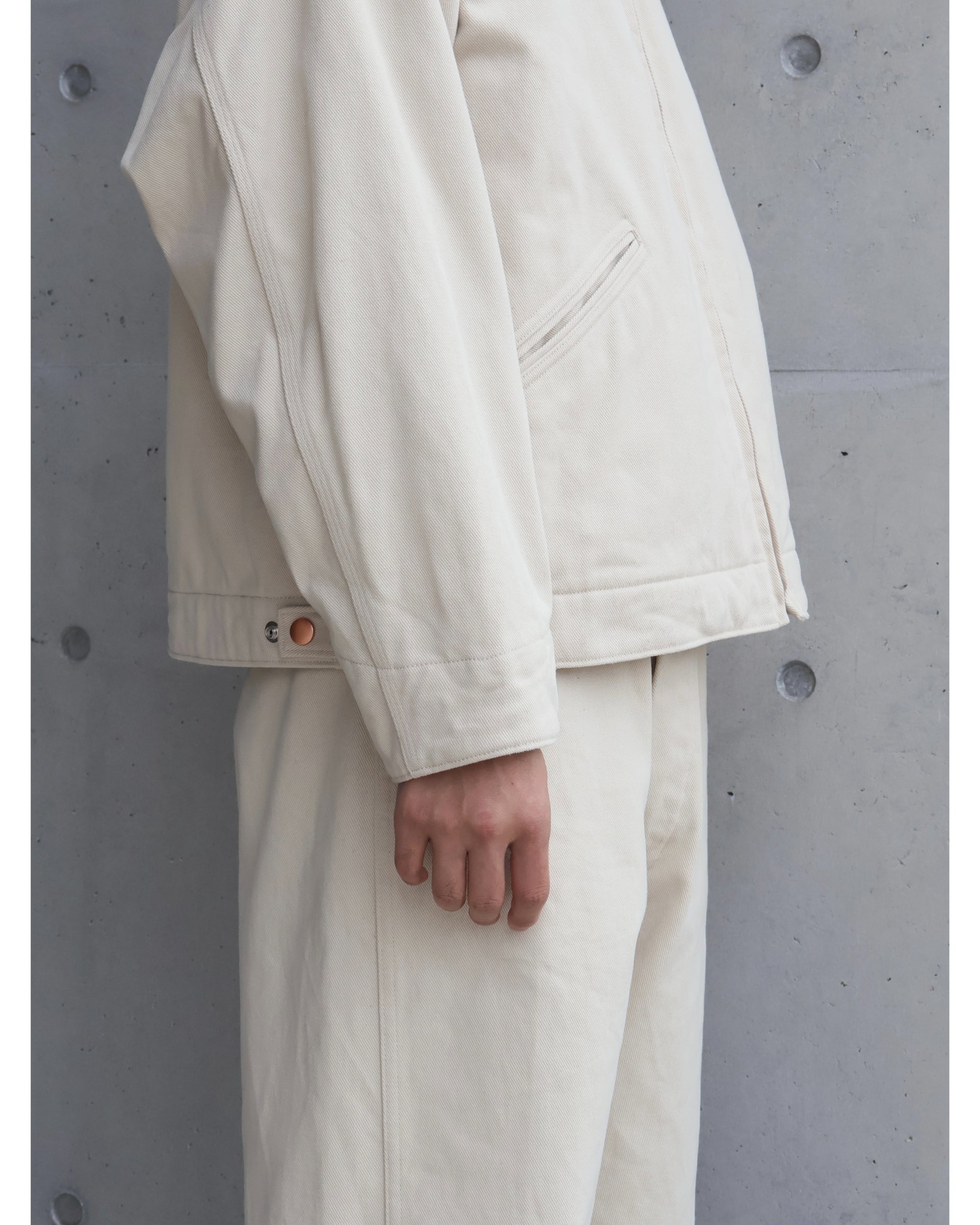 ピュアホワイト　コットン　ビジュージャケット　M セットアップ可能／ウエストシェイプデザイン】ドライタッチ