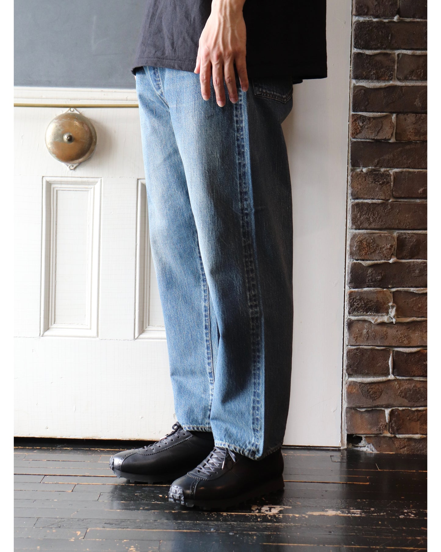 Washed Denim Wide Pants