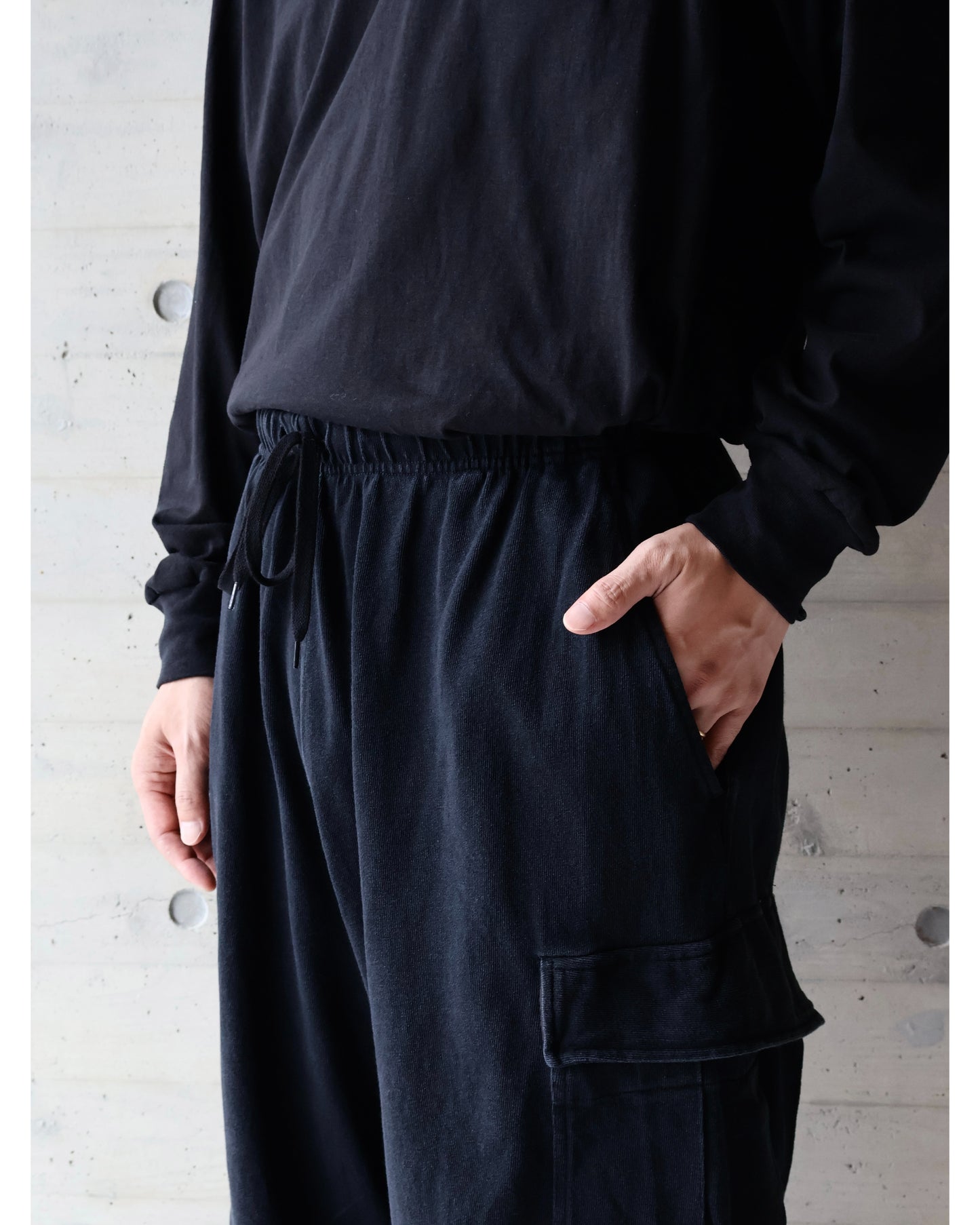 コットンジャージ 6Pパンツ BLACK