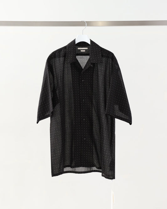 Square Dot Open-collar Shirt BLACK