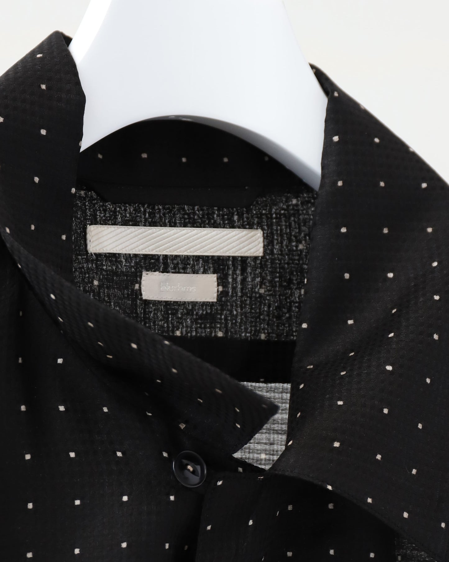 Square Dot Open-collar Shirt BLACK