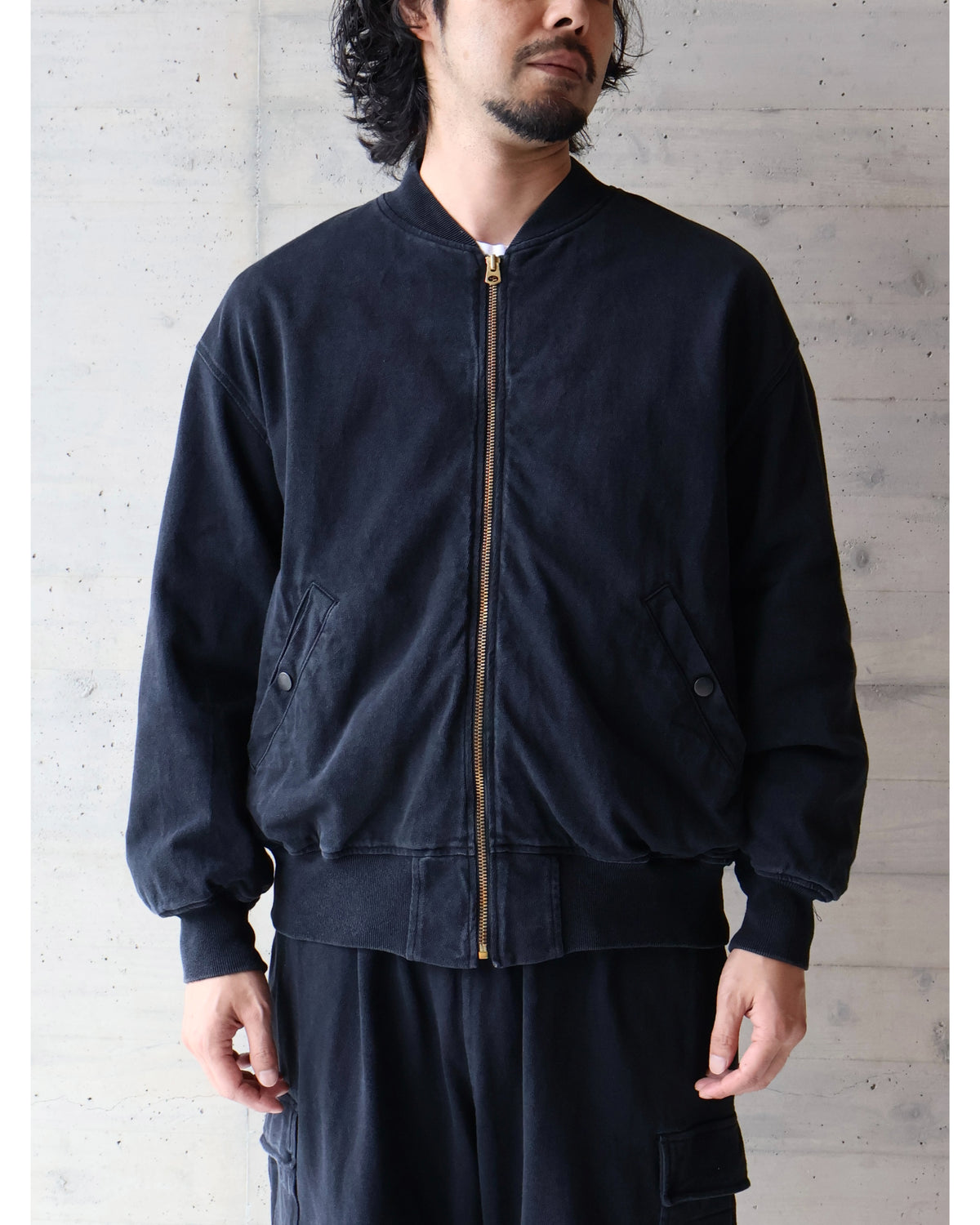 コットンジャージ ジップブルゾン BLACK