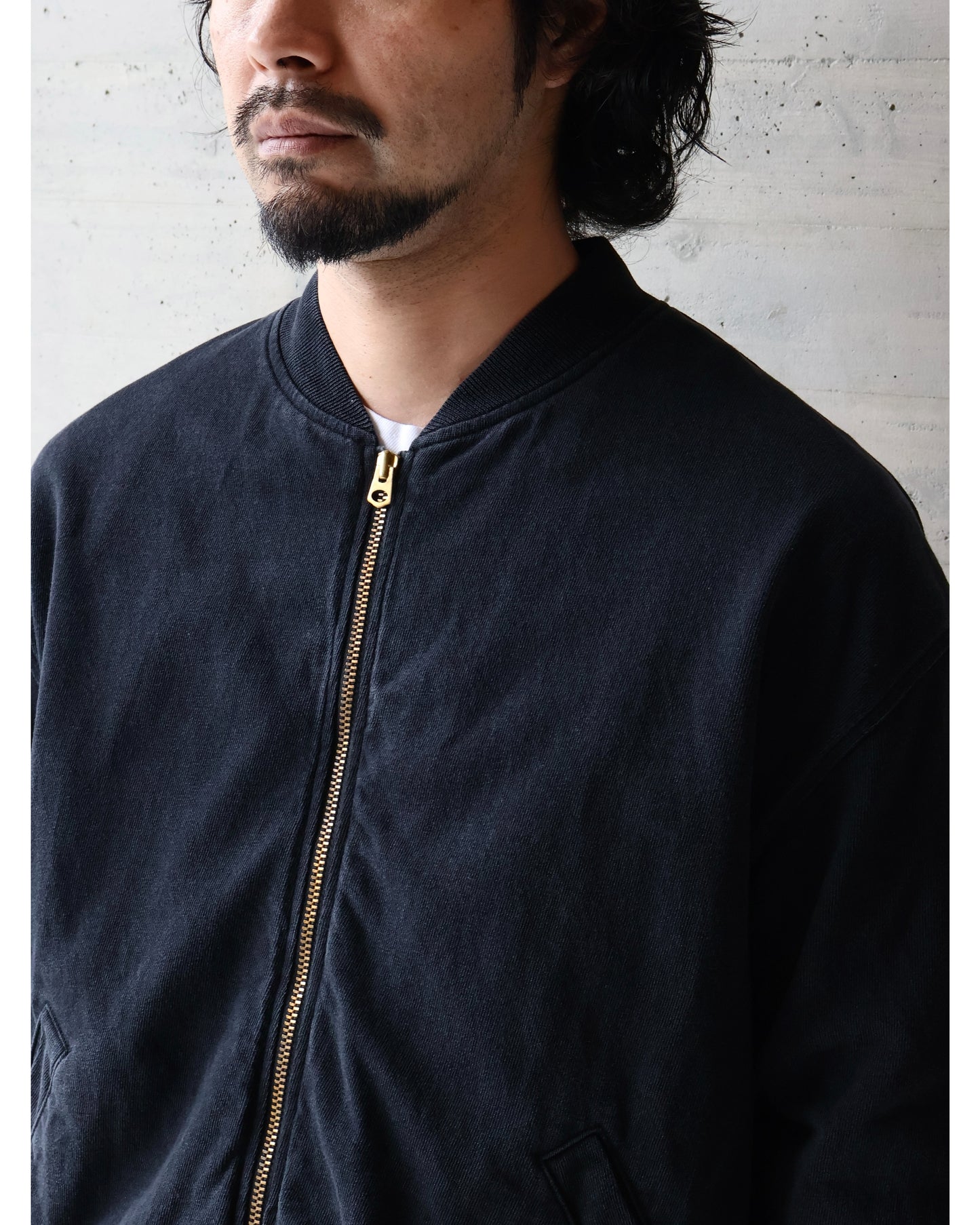 コットンジャージ ジップブルゾン BLACK