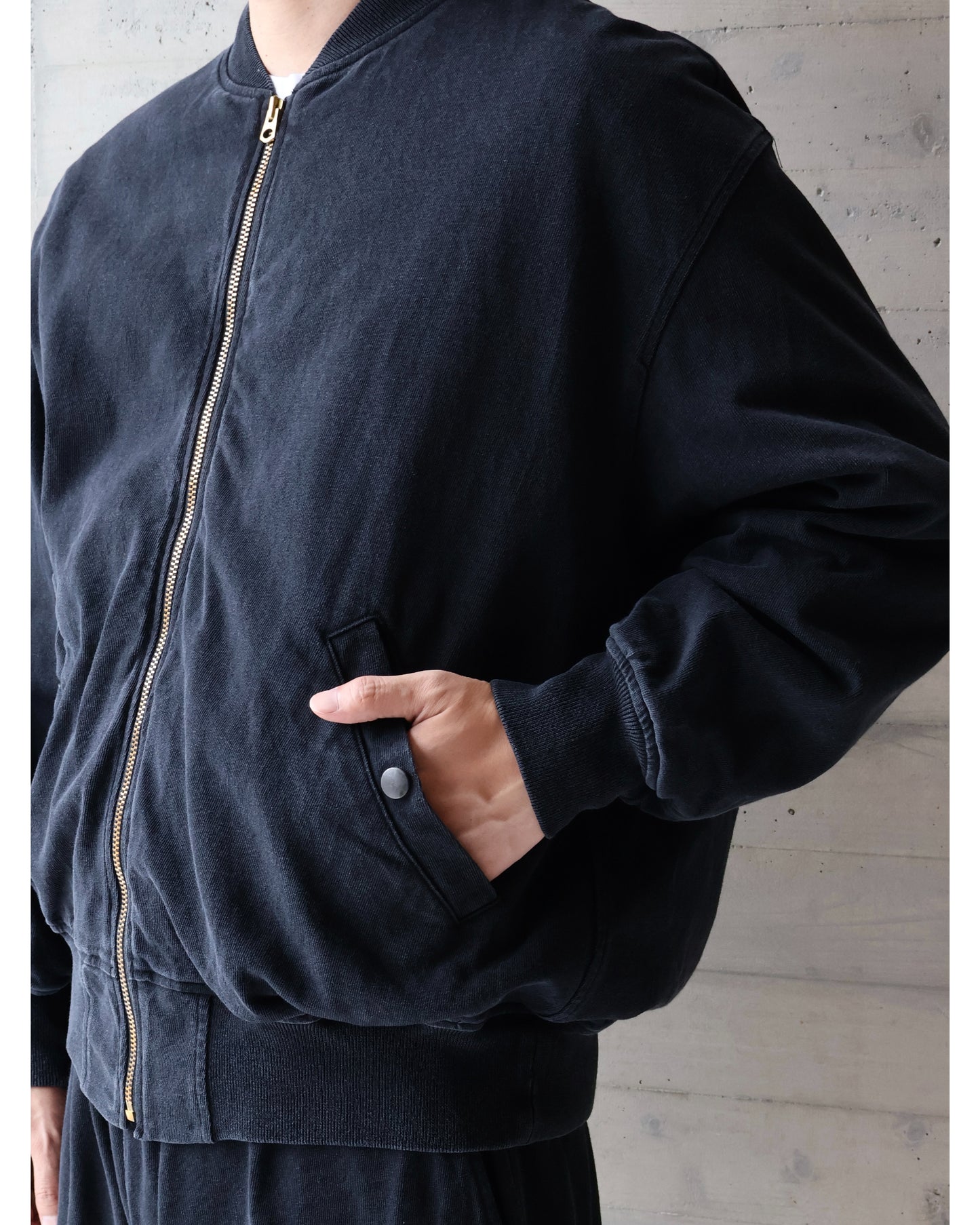 コットンジャージ ジップブルゾン BLACK