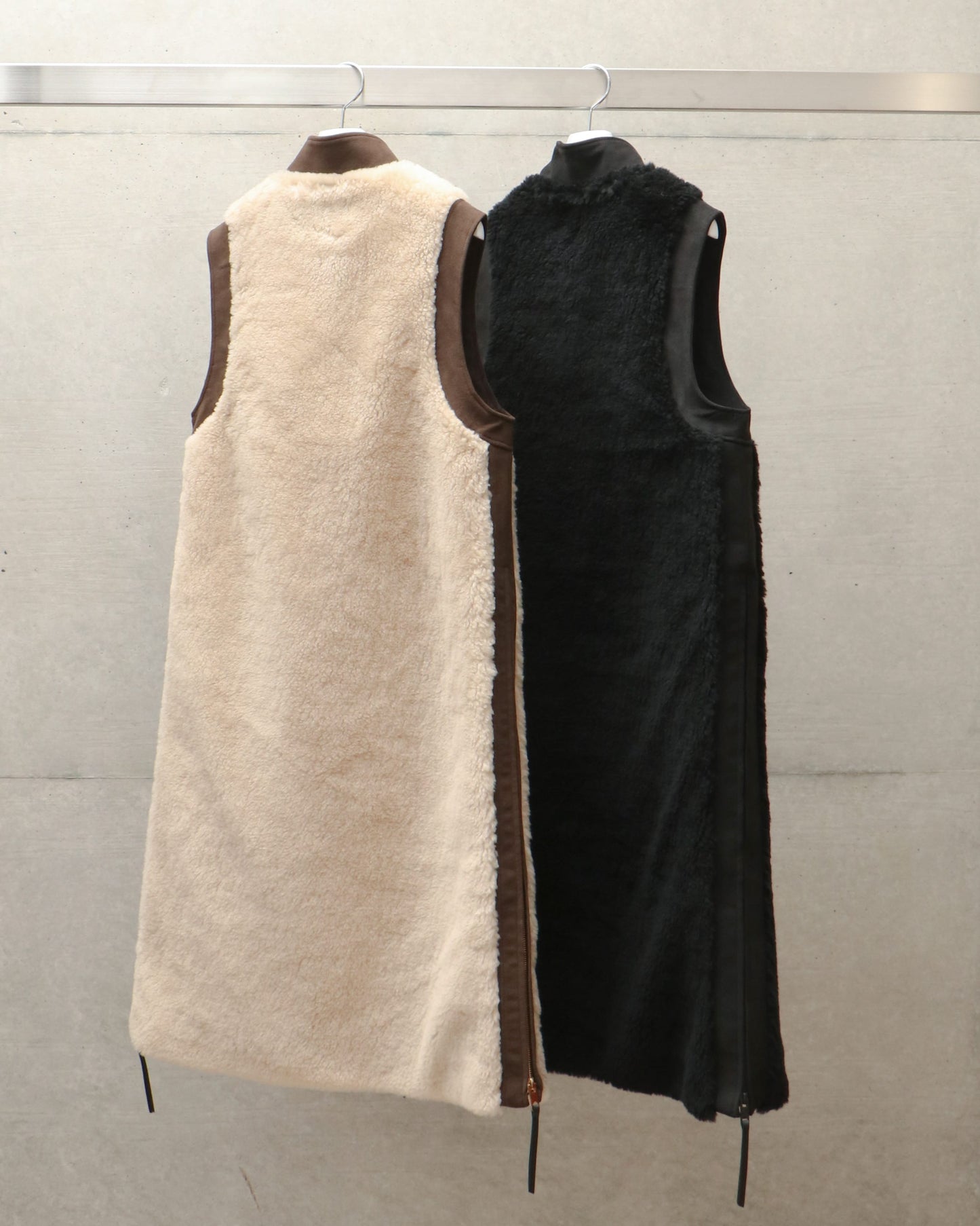 STAND COLLAR LONG BOA VEST