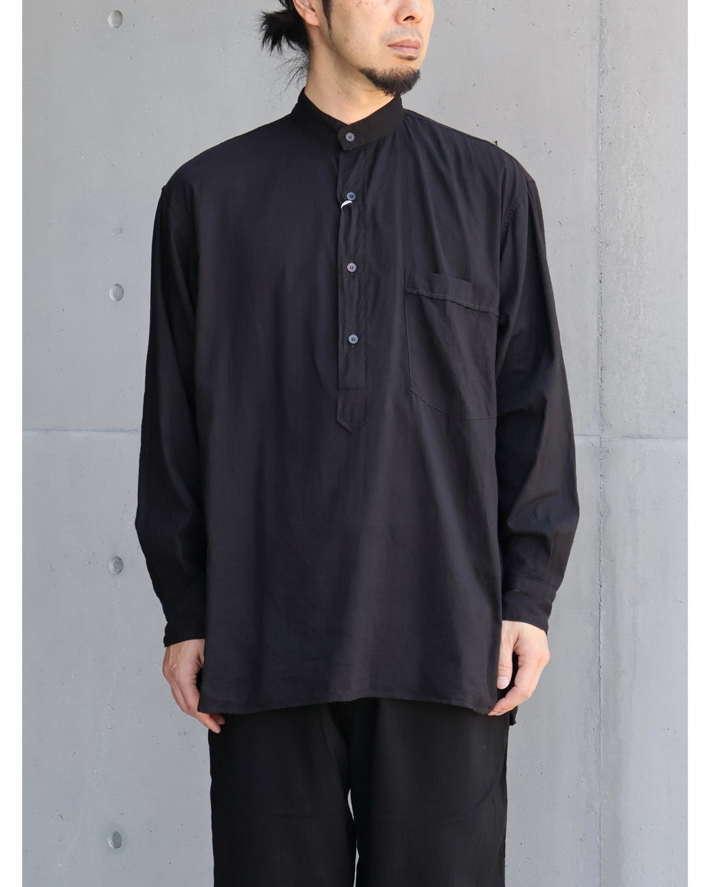 モスリン プルオーバーシャツ BLACK