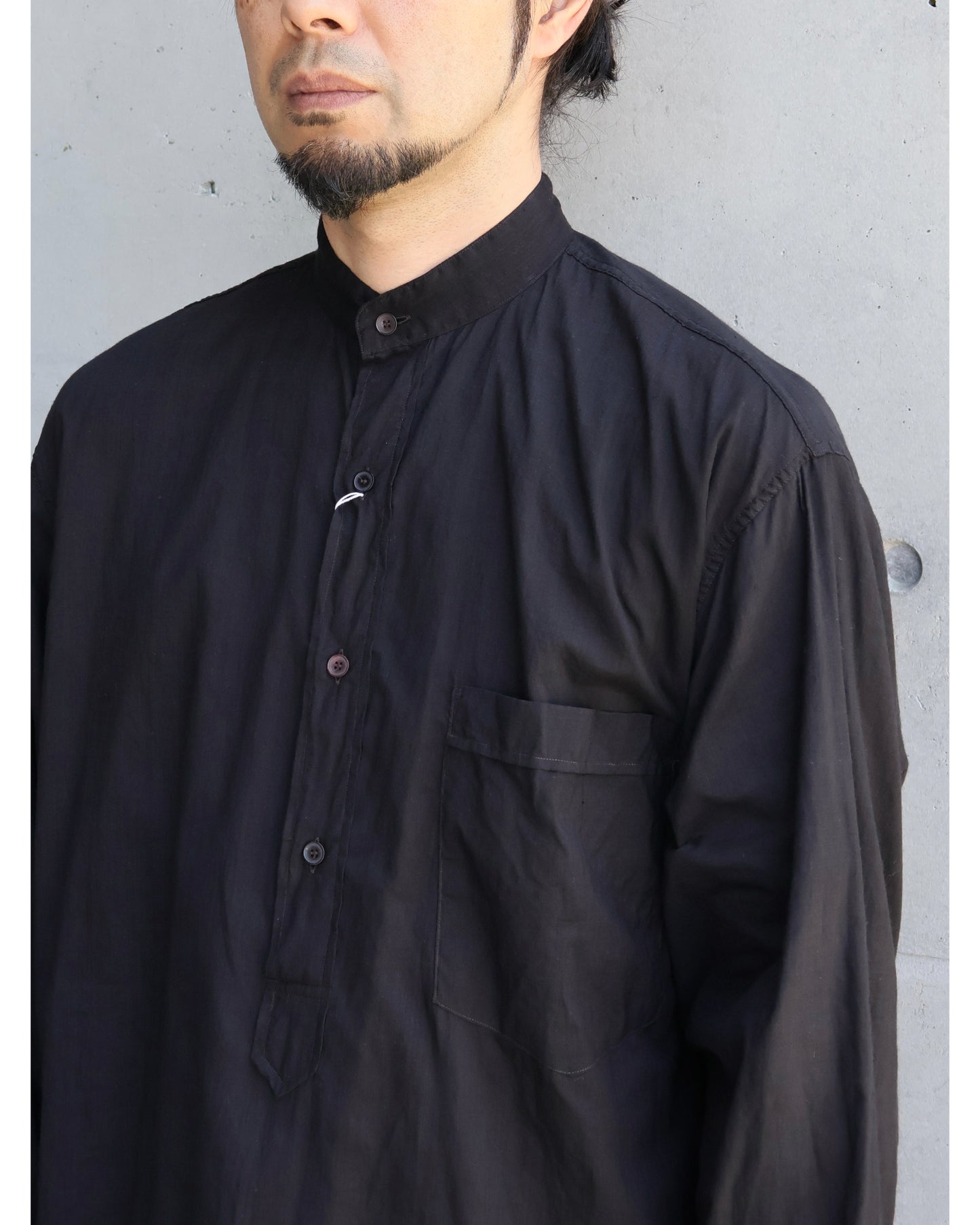 モスリン プルオーバーシャツ BLACK