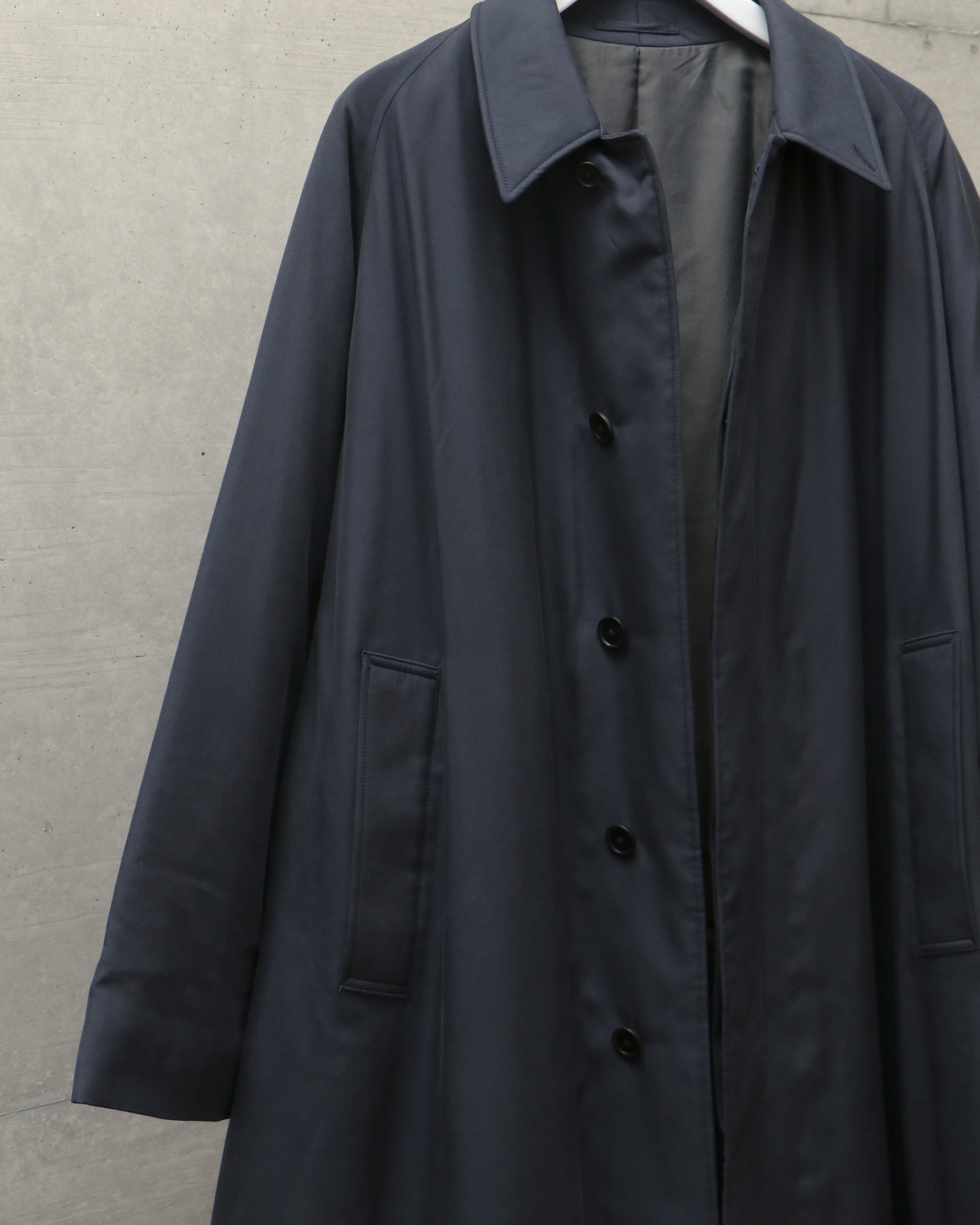 Silk Gabadine Padding Walker Coat NAVY