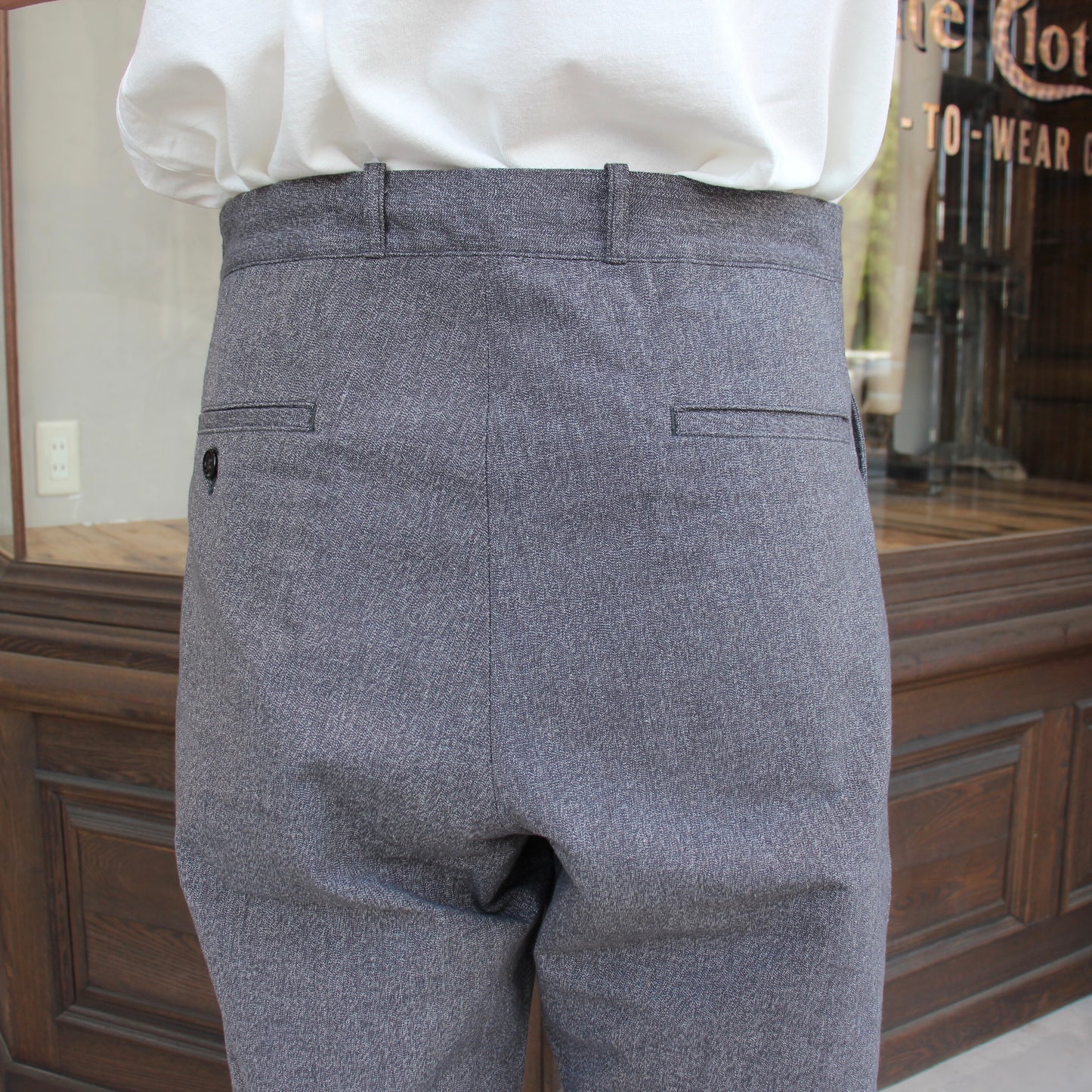 SALT AND PEPPER CHAMBRAY ATLIER TROUSERS