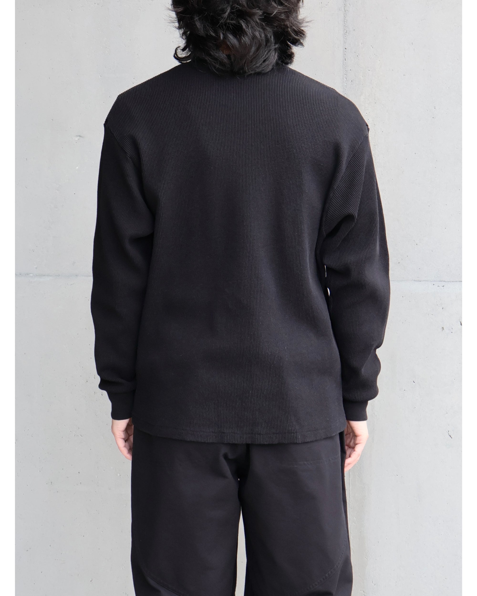 コットンワッフル 長袖Tシャツ BLACK – TIME AFTER TIME