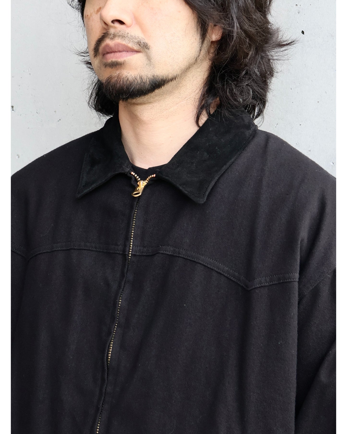 ブラックドリル ジップジャケット BLACK
