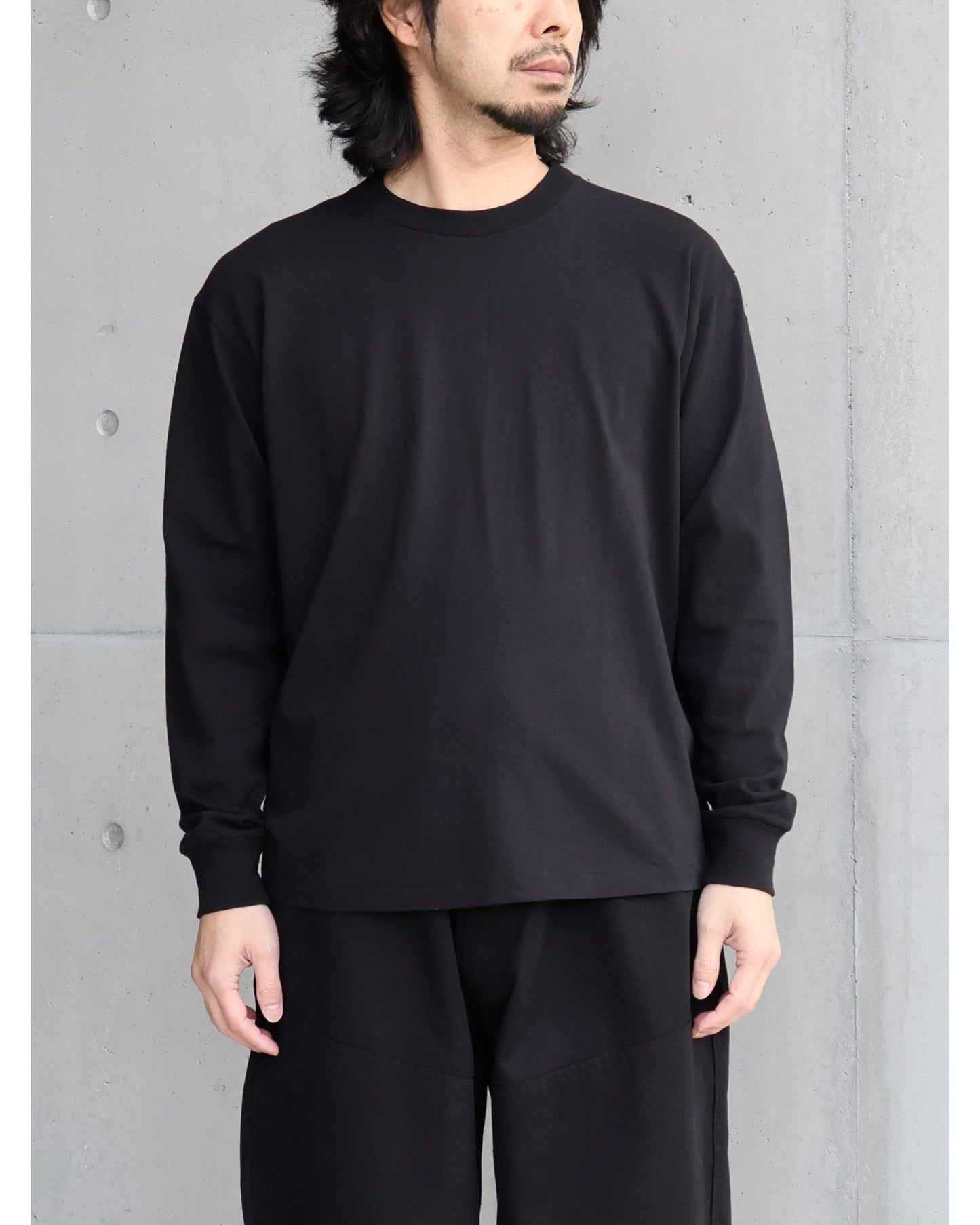 コットンジャージ 長袖Tシャツ BLACK