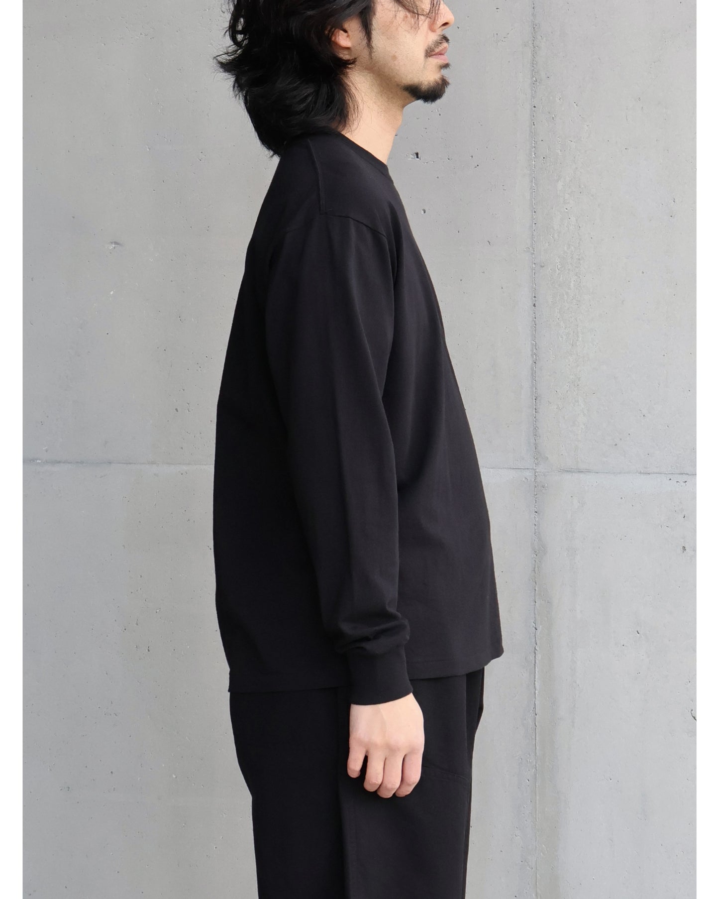 コットンジャージ 長袖Tシャツ BLACK