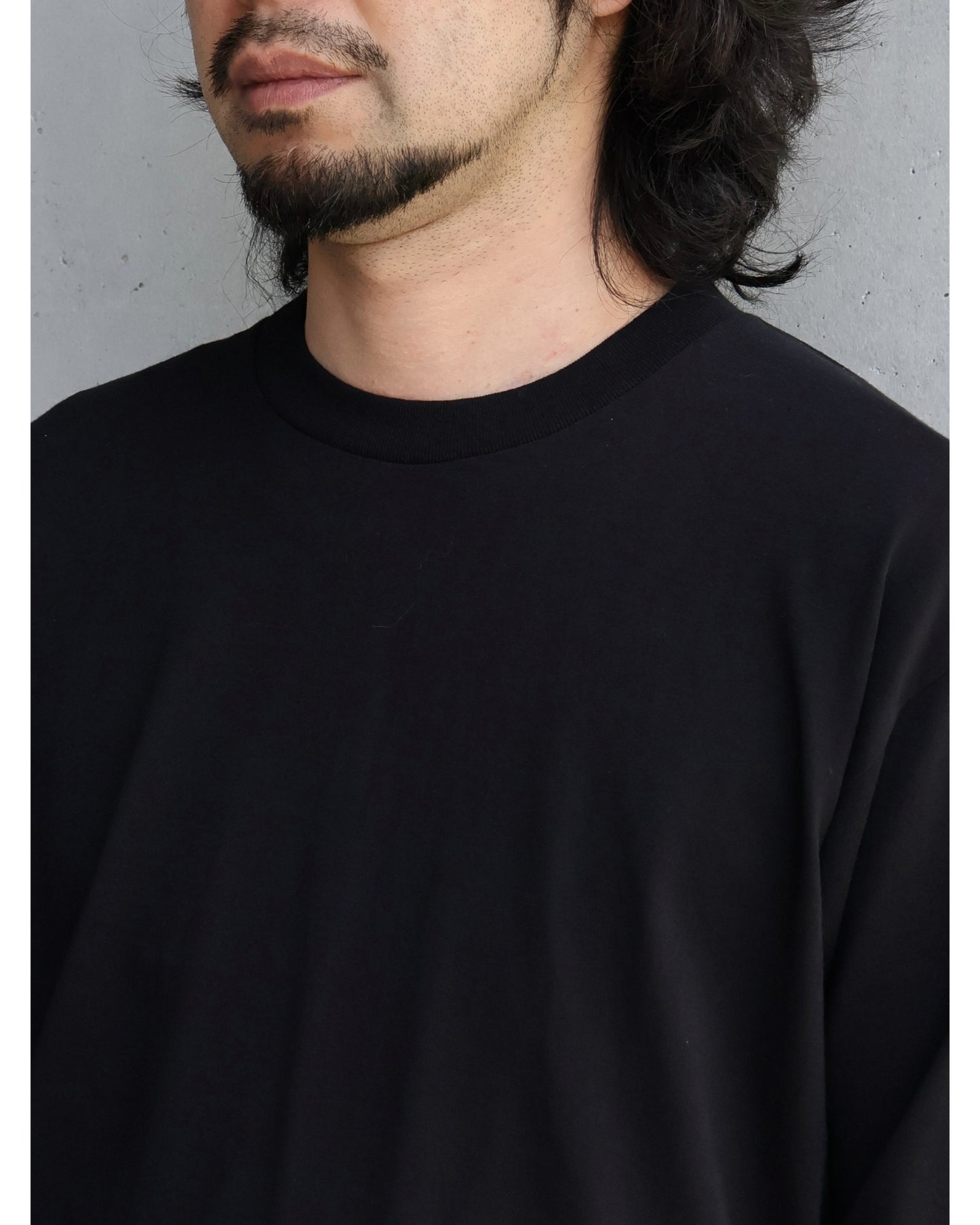 コットンジャージ 長袖Tシャツ BLACK