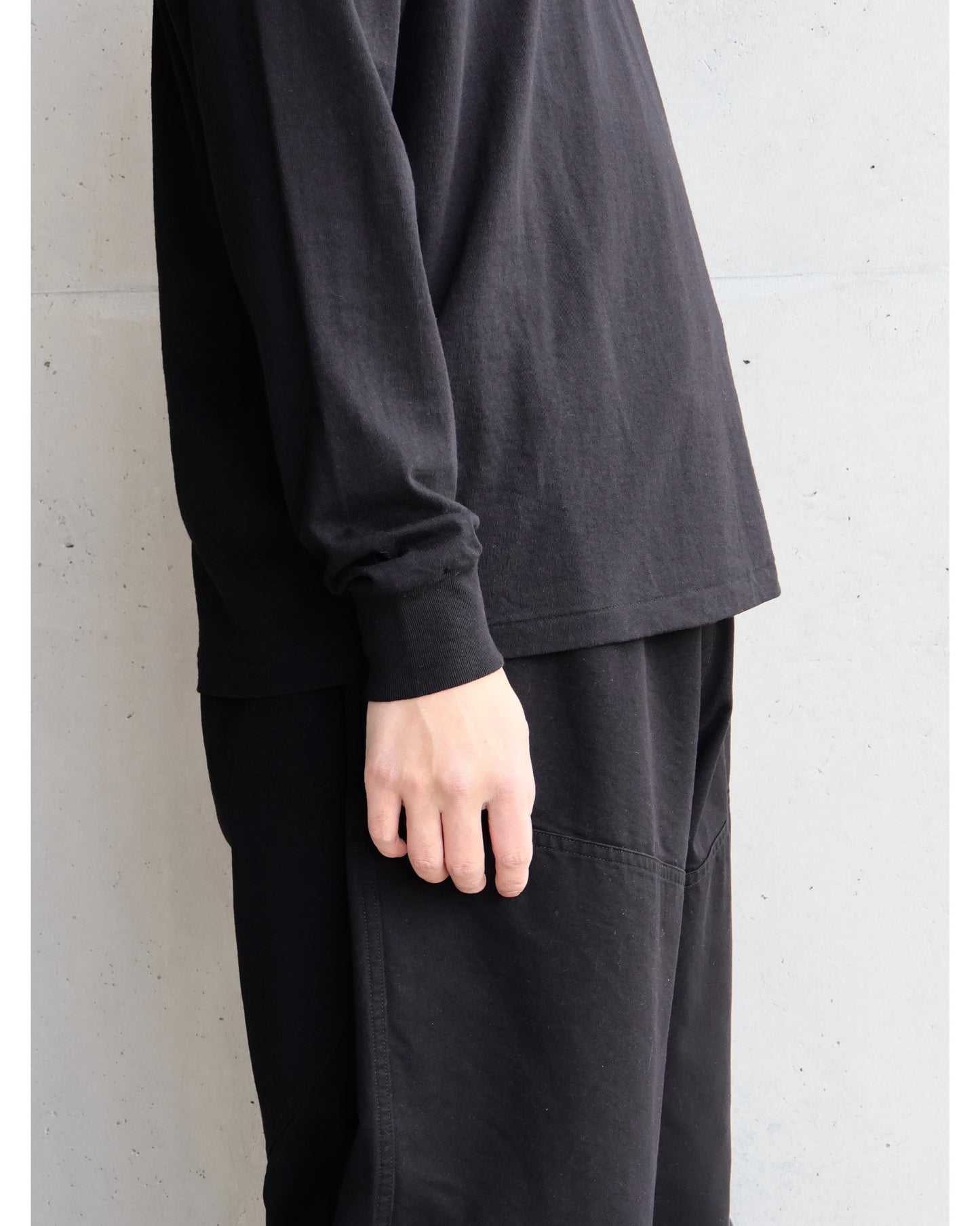 コットンジャージ 長袖Tシャツ BLACK