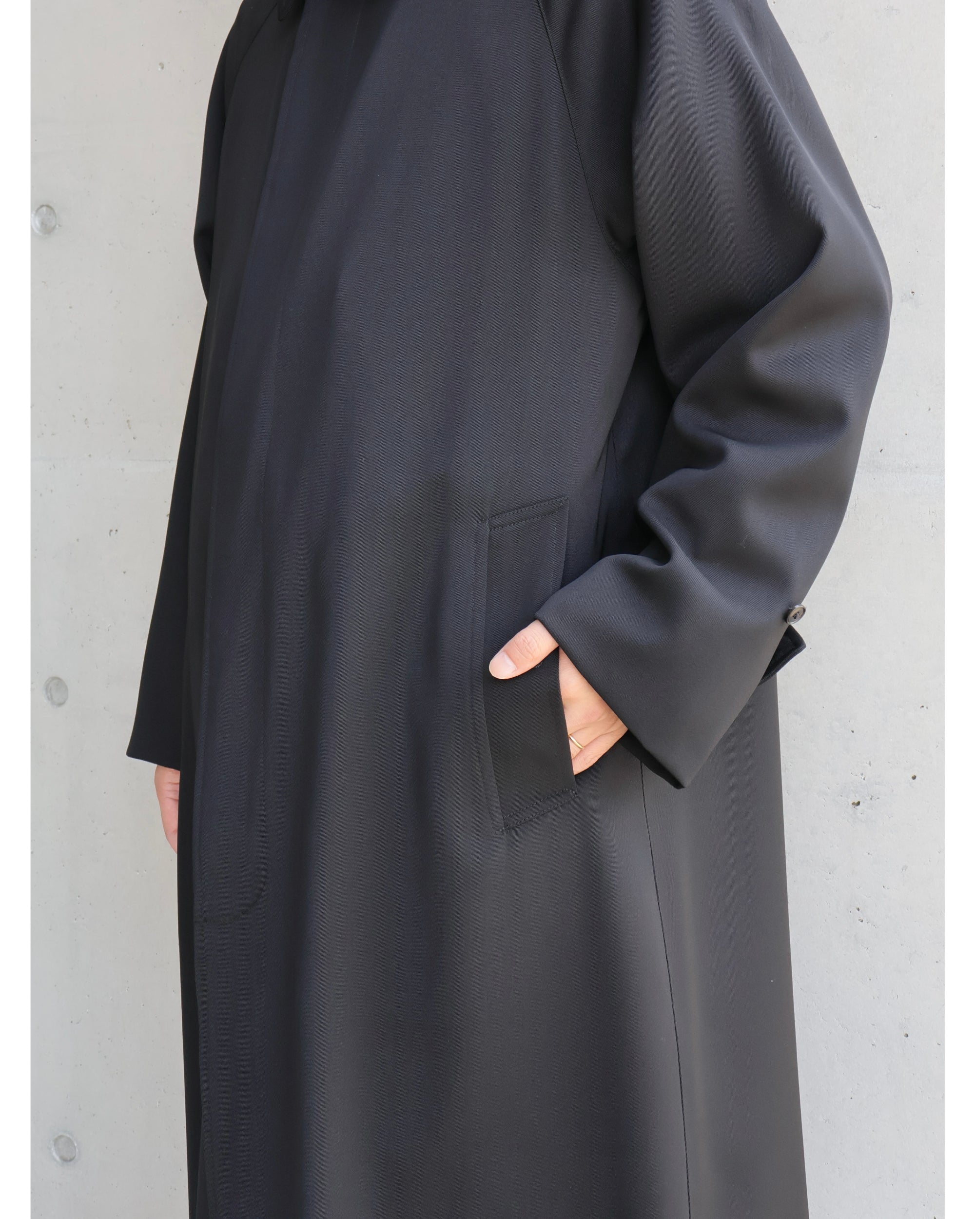 ウールギャバ バルカラーコート BLACK – TIME AFTER TIME