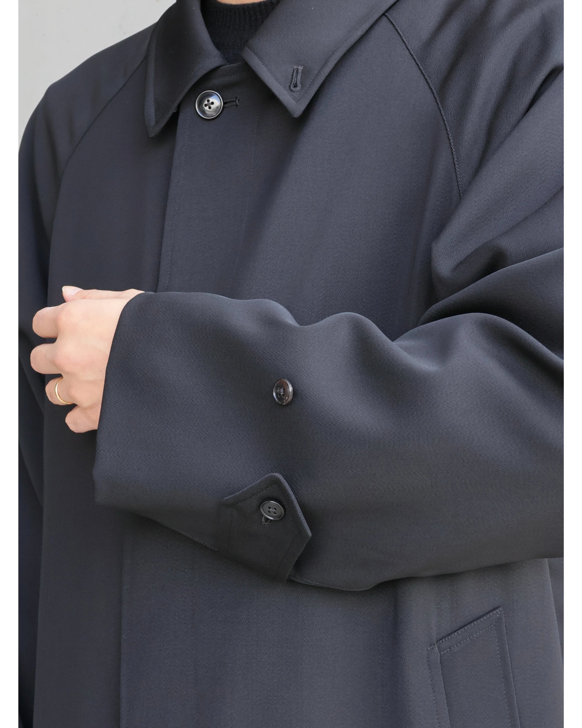 ウールギャバ バルカラーコート BLACK – TIME AFTER TIME